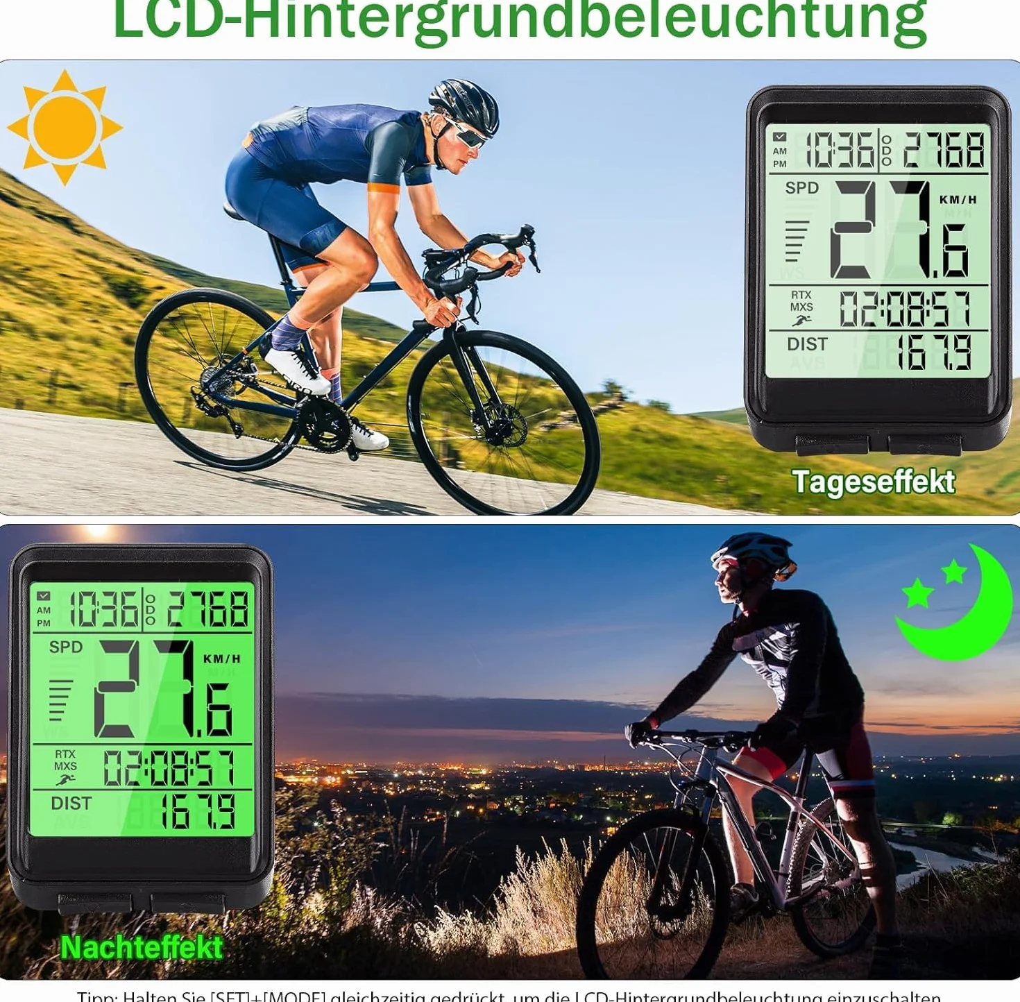 Ciclocomputador inalámbrico IPX7 resistente al agua velocímetro bicicleta automático arranque parada