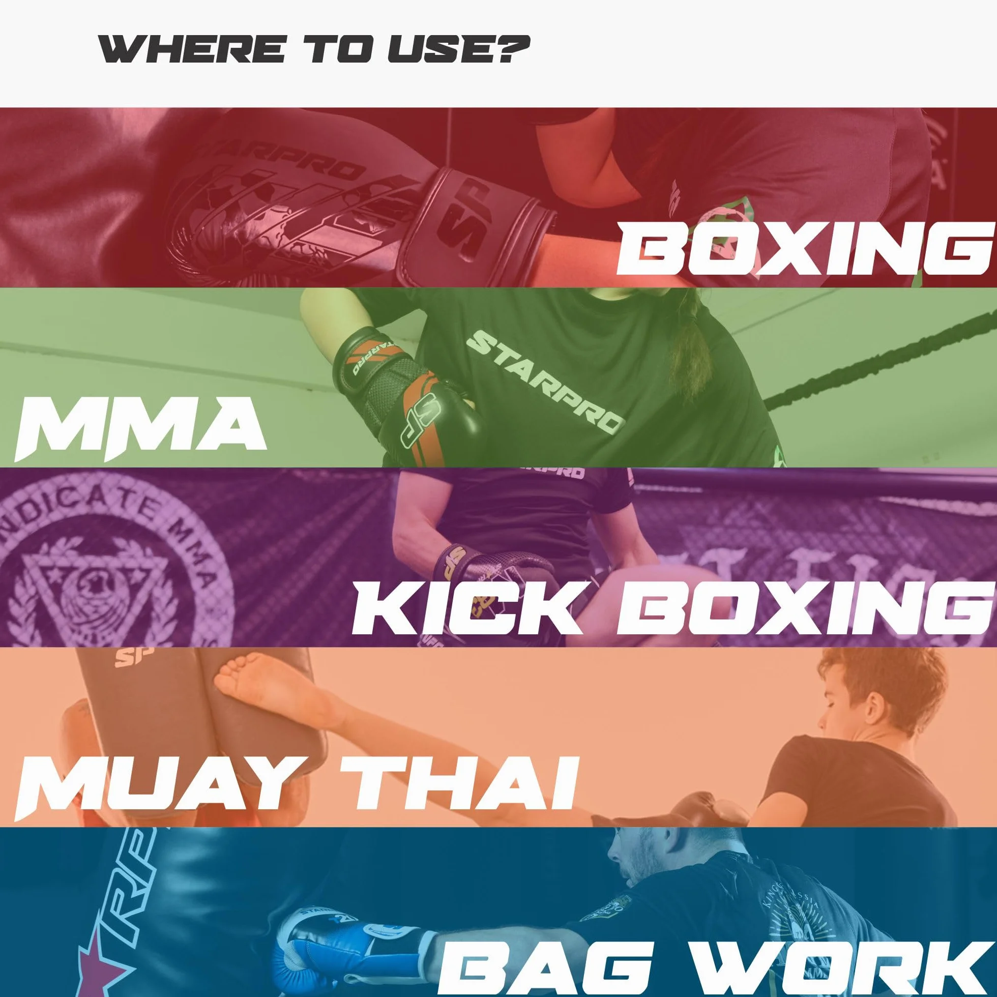 Starpro Star Guantes MMA Cuero PU Blanco y Negro Sparring Entrenamiento Combate Muay Thai Kickboxing