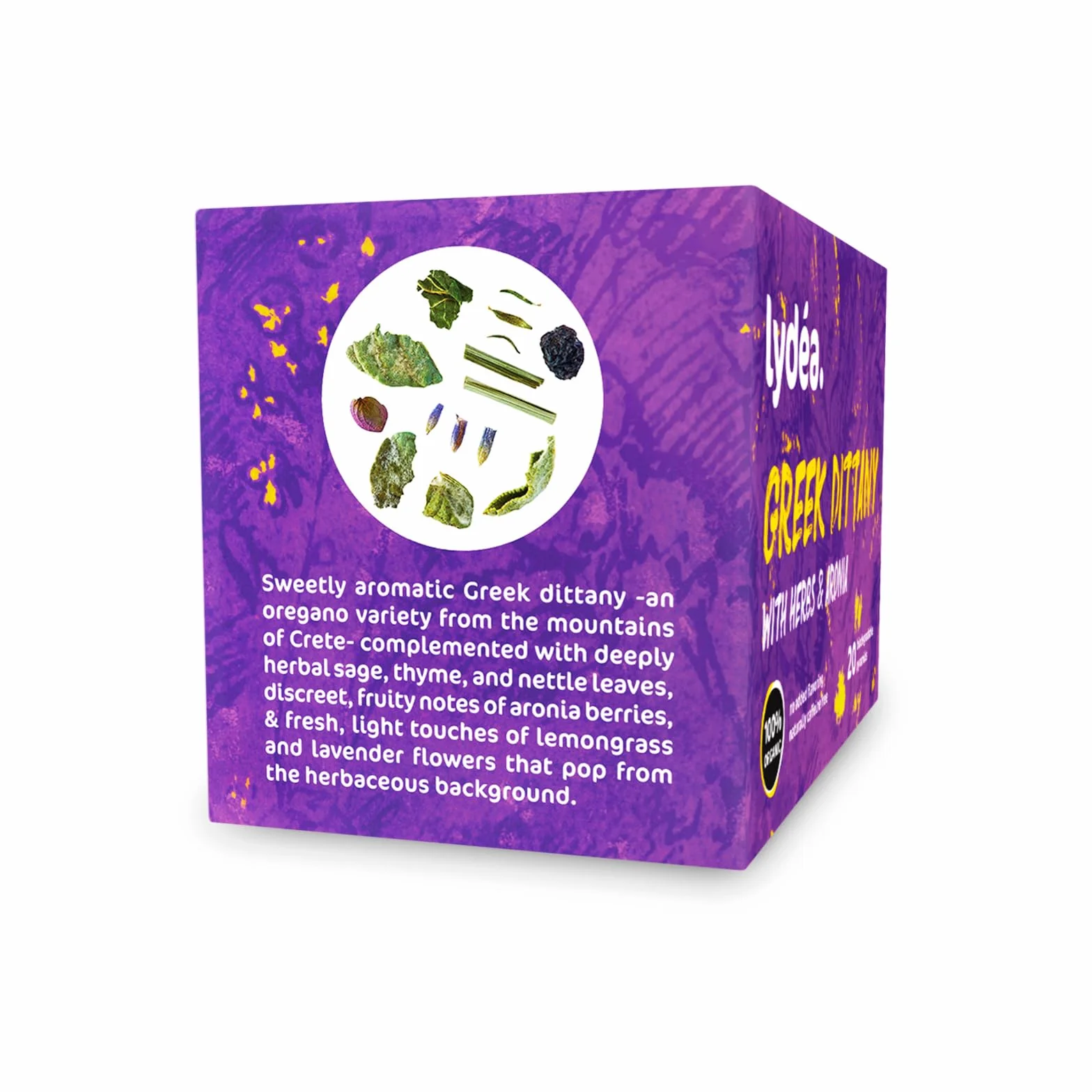 lydéa Lydea - Té de hierbas orgánicas, Dittany griego con hierbas y aroma, 60 pirámides, paquete de 3 [3 x 20 pirámides]