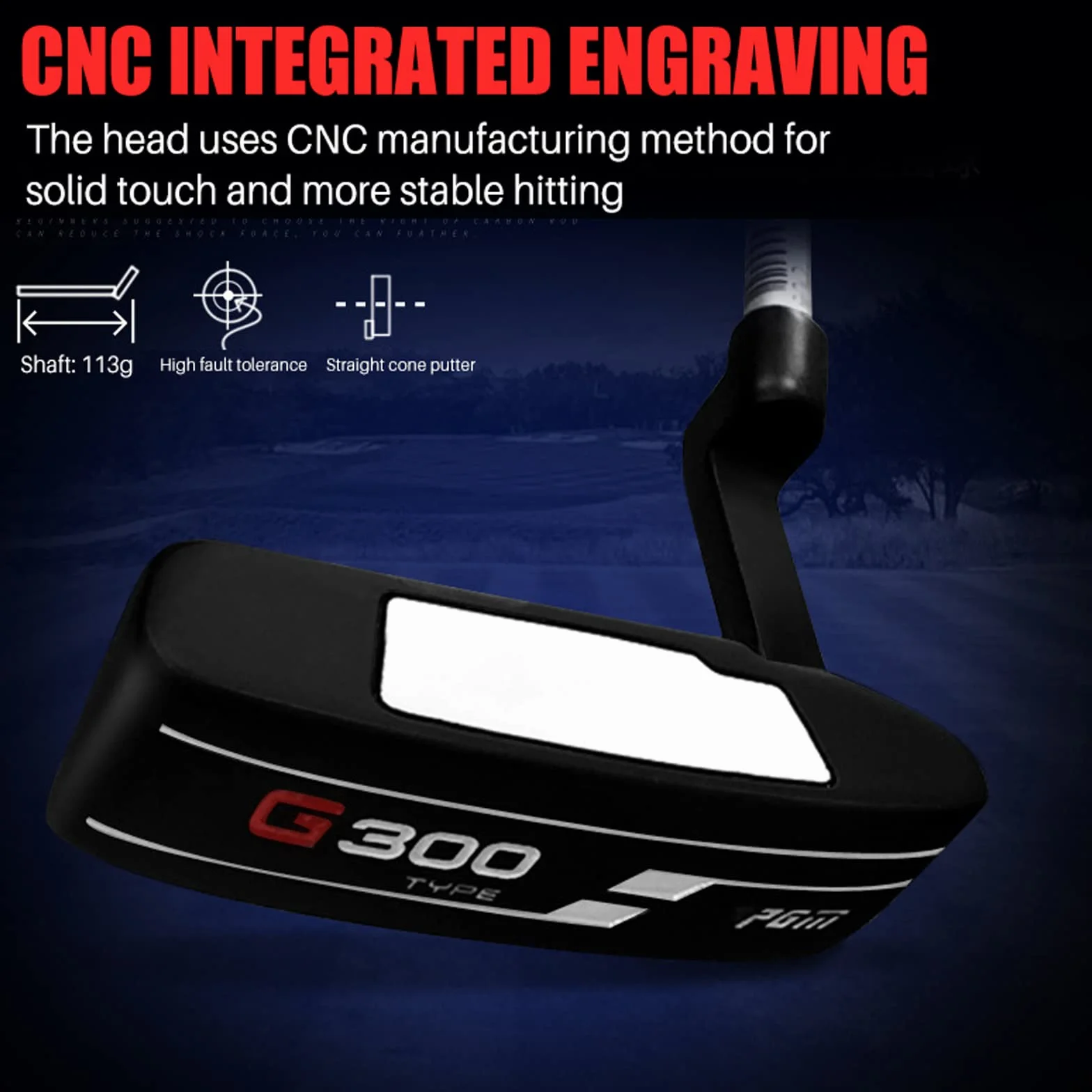 PGM Putter de Golf TUG025-216 - Putter de Acero Inoxidable con Grip PU Antideslizante