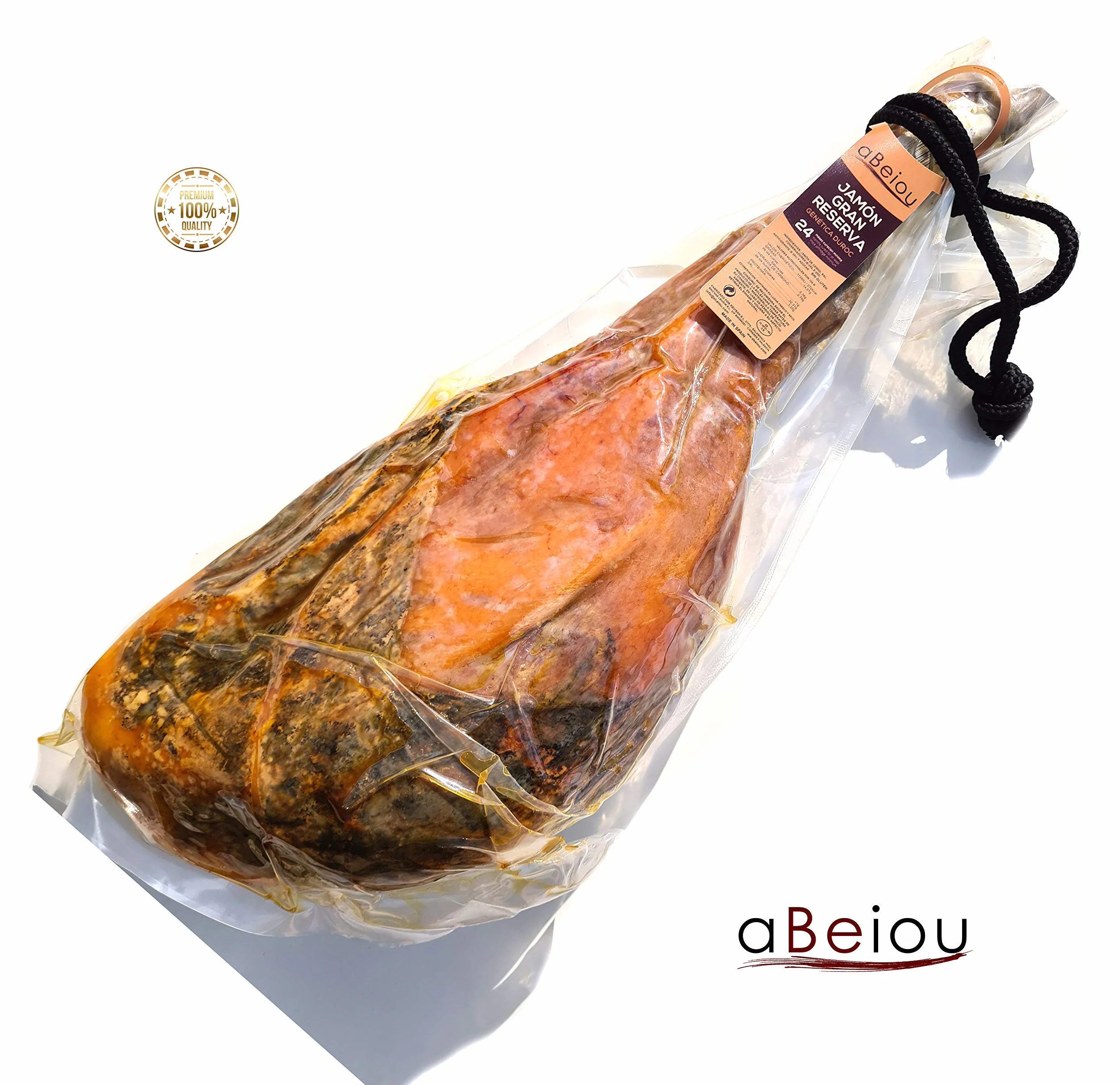 Jamón Gran Reserva Duroc Premium Pata Entera con Hueso 7,6–8,6 kg — Curación +24–25 Meses — Guijuelo Salamanca — Envasado al Vacío — aBeiou