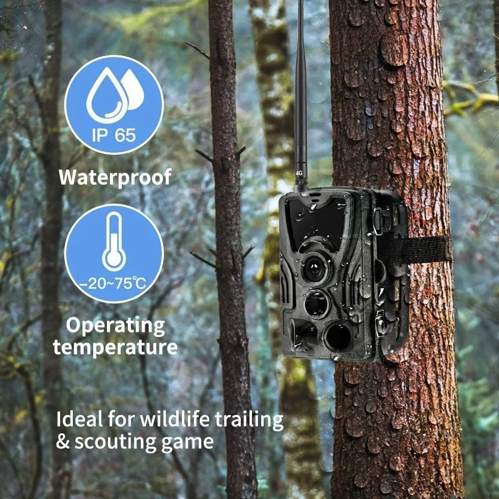 VanBang Cámara de Caza 4G 4K 120MP con SIM, Visión Nocturna Infrarroja 850nm, Impermeable