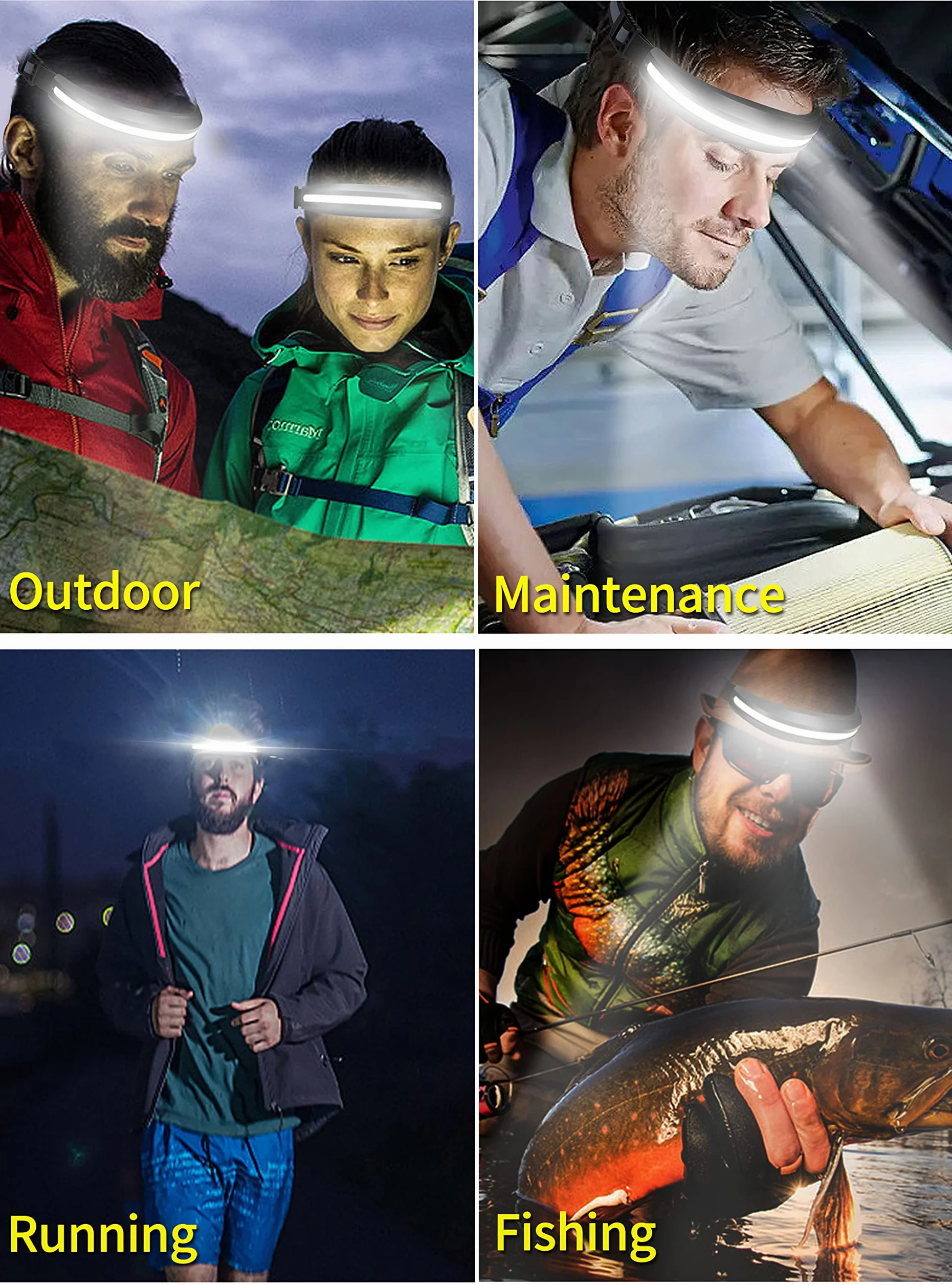 DARKBEAM Linterna Frontal LED Recargable USB COB, Luz Roja, 230°, para Casco Pesca Camping Mantenimiento