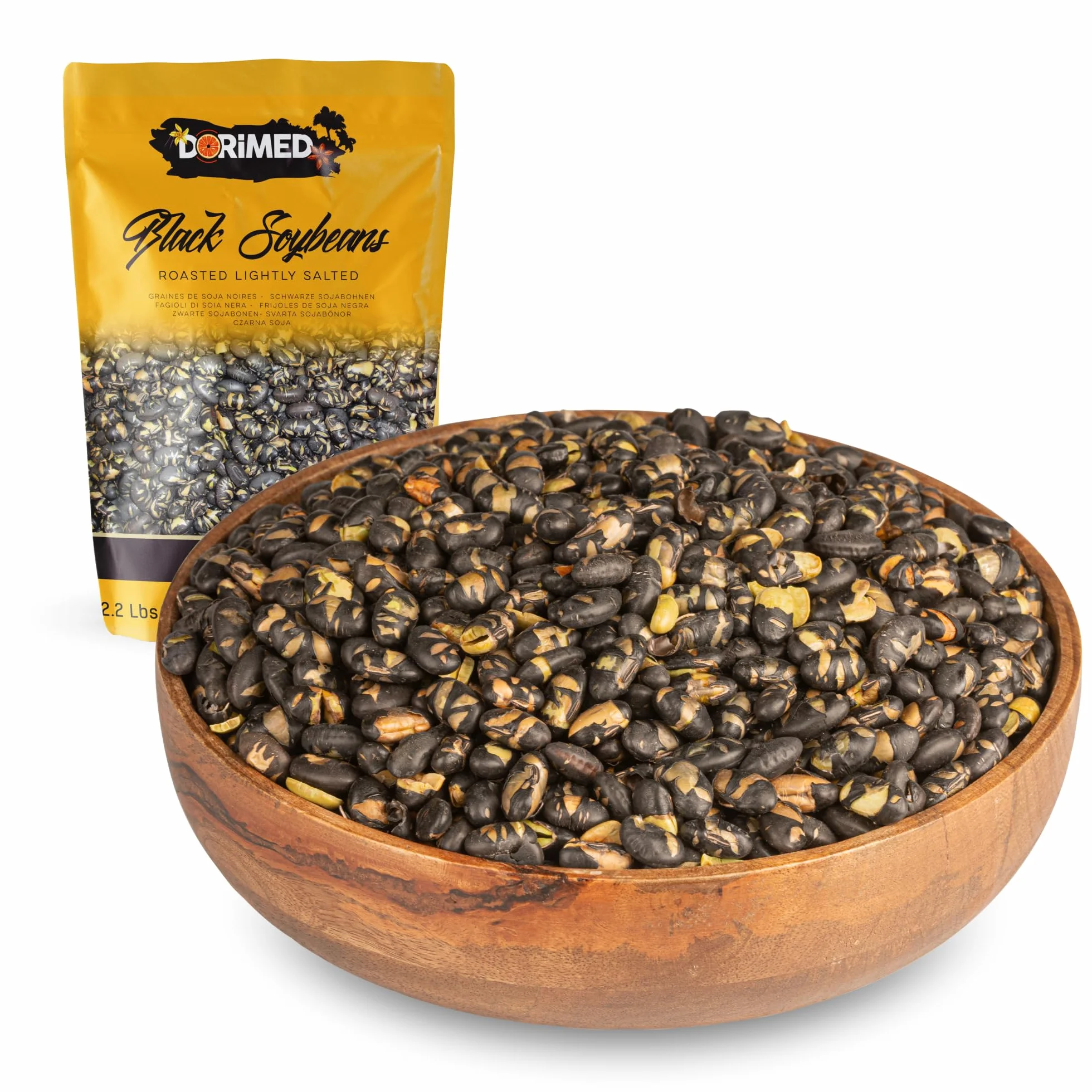 Habas de Soja Negra Tostadas 1kg | Soja Madura Tostada Ligeramente Saladas | 100% Origen Natural | Libre de Transgénicos (GMO free) | Altas en Fibra | Proteína para Veganos y Vegetarianos | Dorimed
