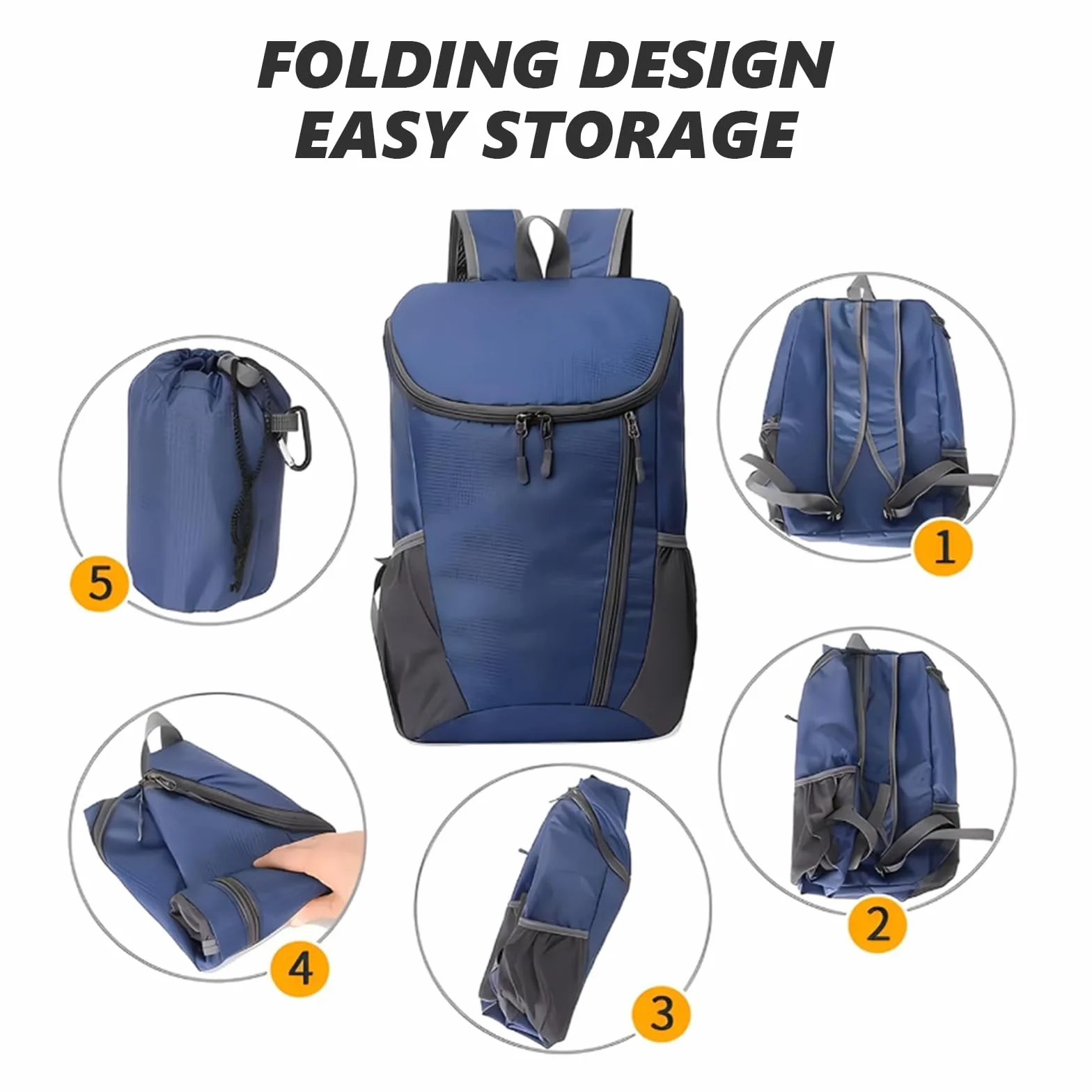 flintronic Mochila Plegable Ultraligera de Senderismo Impermeable, Trekking Viaje Campamento Negro