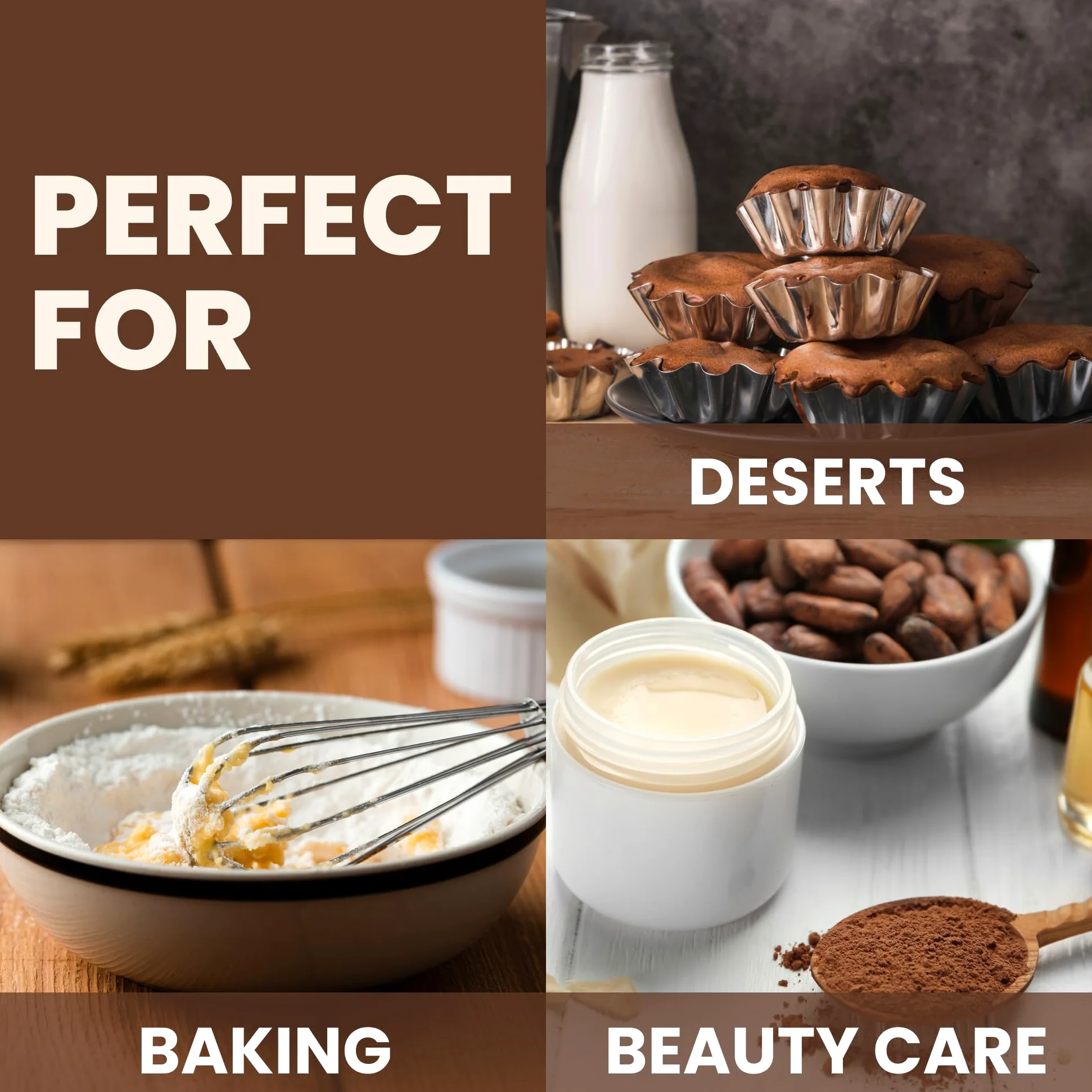 FOODIN Manteca de cacao ecológica — Kakaobutter pura para cuidado de la piel – Ideal para repostería, postres y cocina – Aroma suave y nutritivo – 750 g
