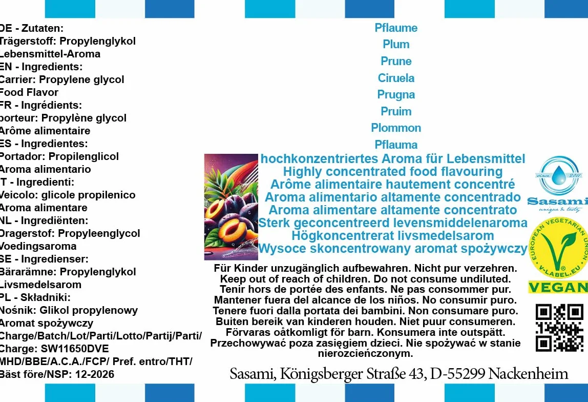Ciruela aroma concentrado - Vegano - Sasami - 10ml