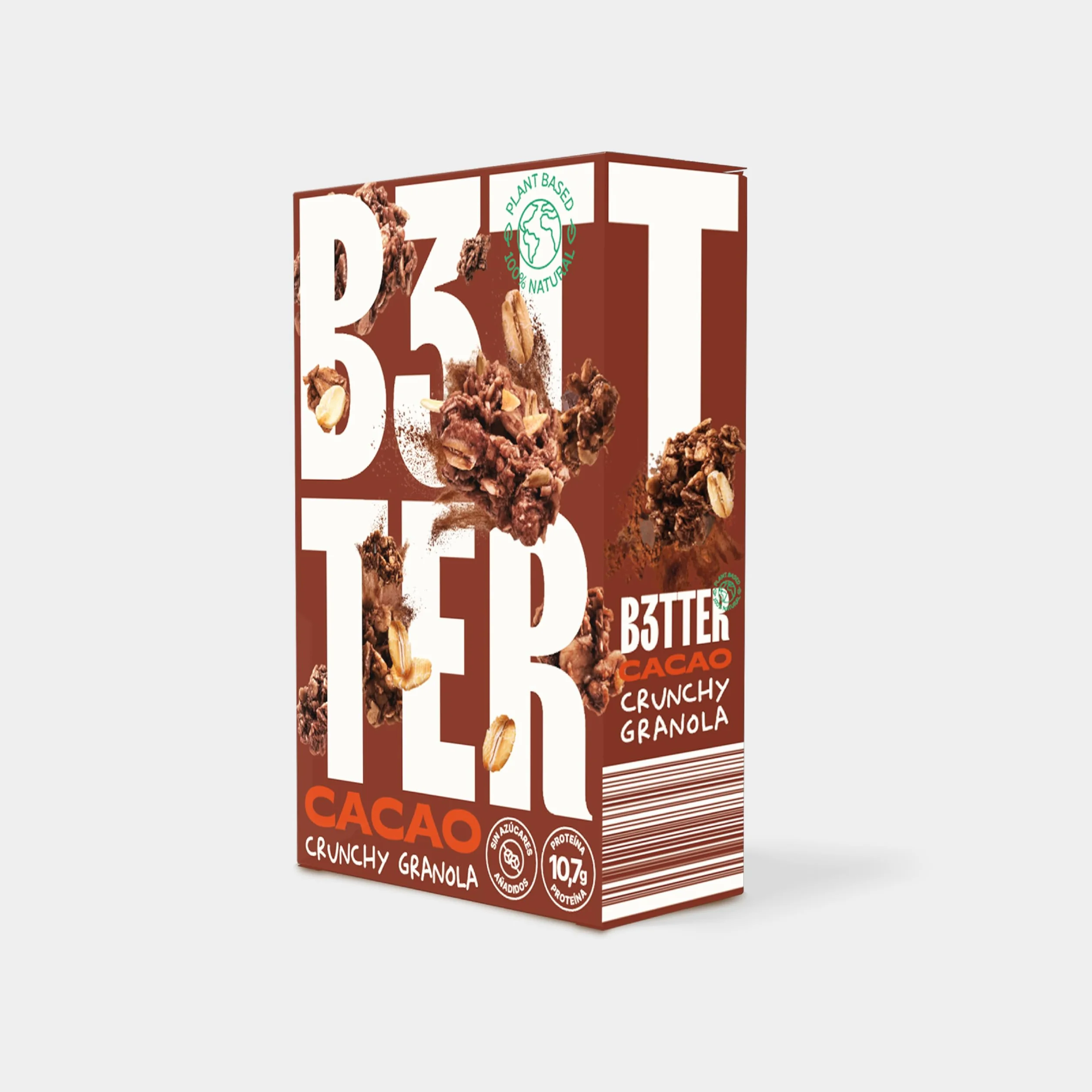 Granola B3TTER Cacao Crunchy Pack 8 x 300 g – Granola Sin Azúcar Añadido 100% Natural - Proteinas Vegetales - Cereales Integrales, Dátiles, Avellanas, Almendras - Rica en Fibra
