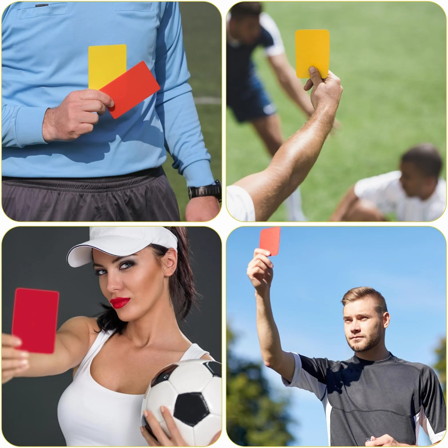 Bewudy 10 tarjetas de árbitro de fútbol amarilla y roja PVC para partidos