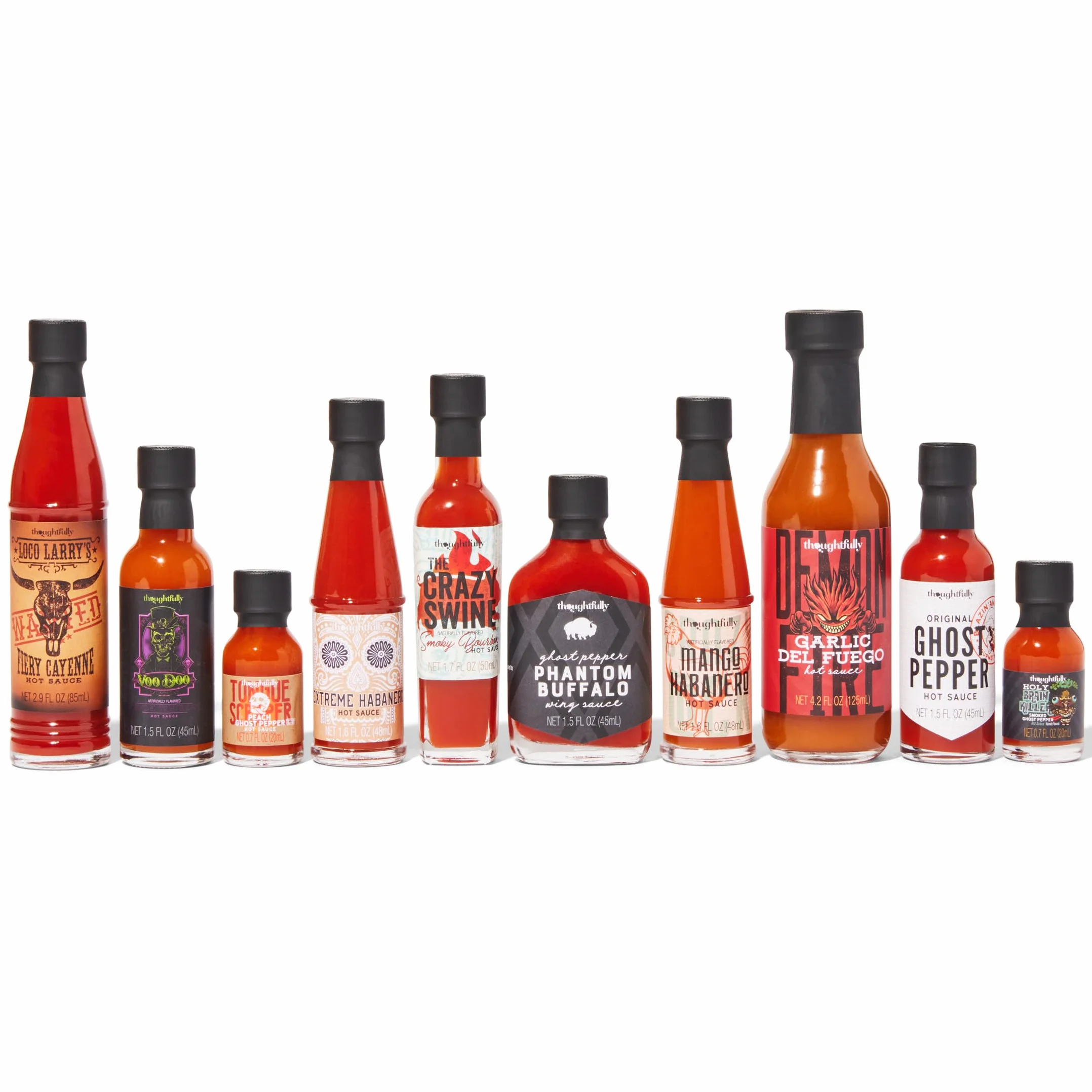 Thoughtfully – Hot Sauce Challenge Set – 10 Salsas Picantes de Suave a Extremadamente Picante – Regalo Original para Hombre, Marido & Padre – Cumpleaños & Día del Padre