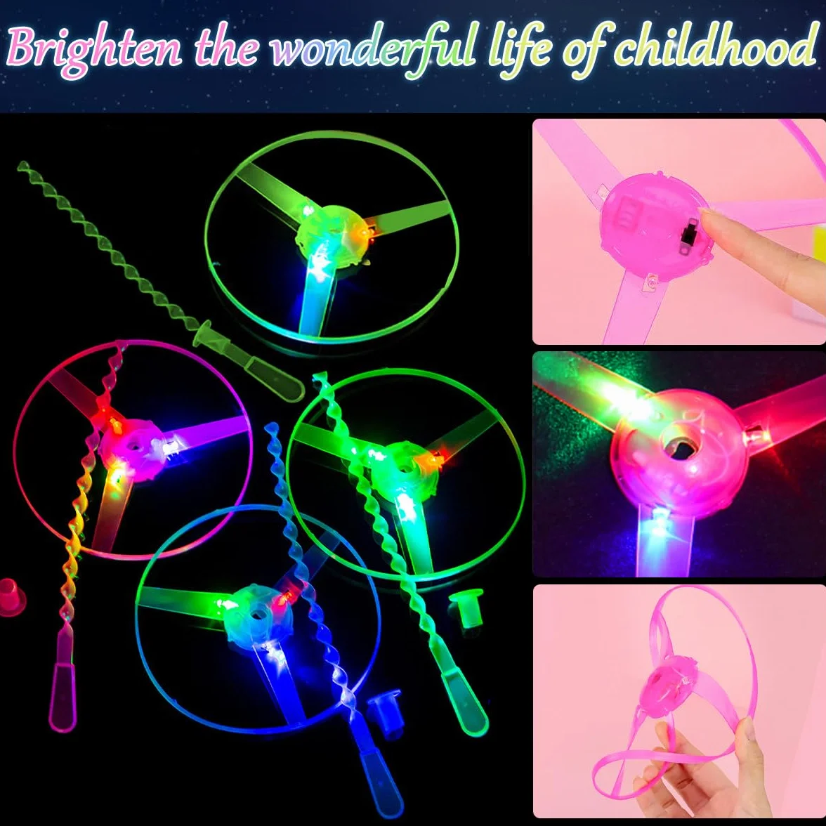 Juguetes Voladores Iluminados Helicóptero Vuelo 12 Piezas Disco Volador Regalo Niños