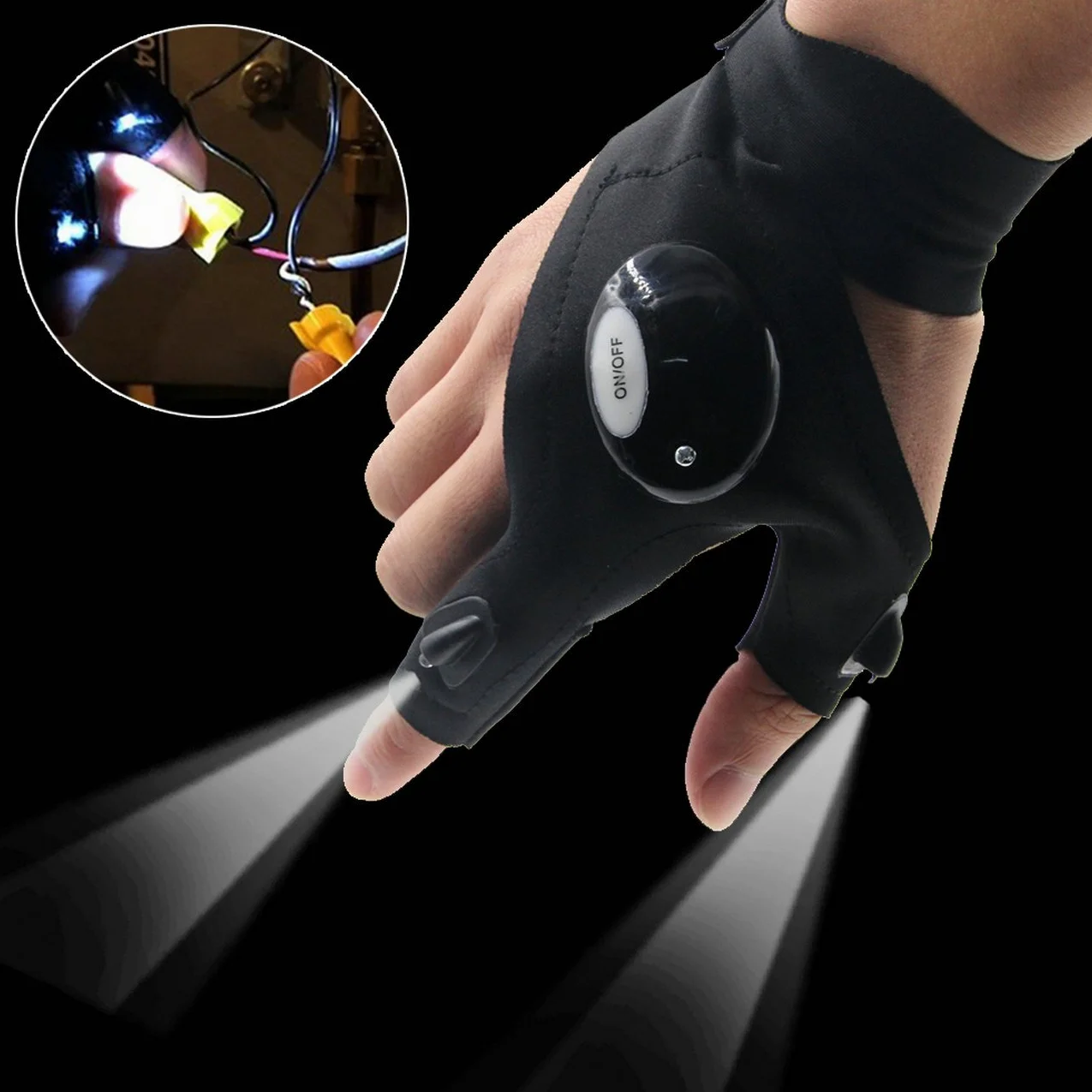 GuDoQi Guantes de Pesca LED Linterna para Acampar y Supervivencia 2 Piezas