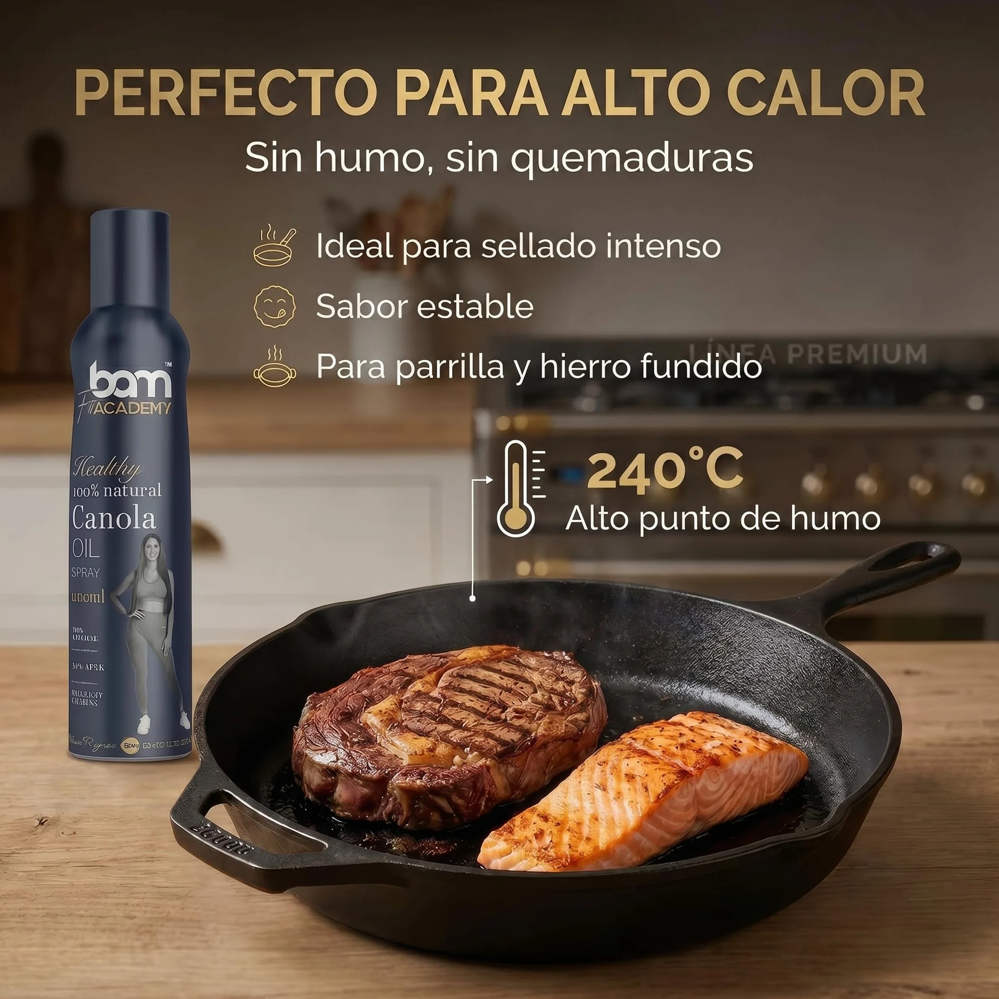 BAM Aceite de canola en spray, Aceite natural 100% en spray para cocinar, Para cocinar y freír de forma saludable, 200 ml
