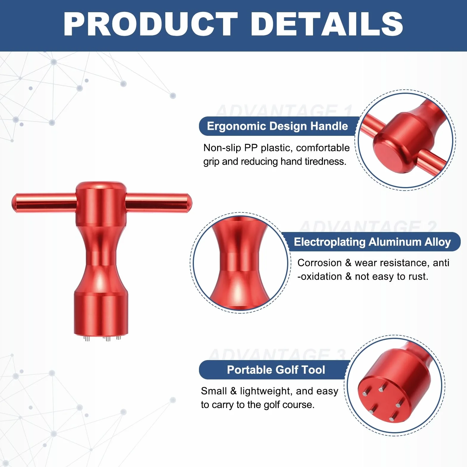 QUARKZMAN Llave de peso para golf de aleación de aluminio con 5 agujeros para putter Studio Select Button Back Rojo