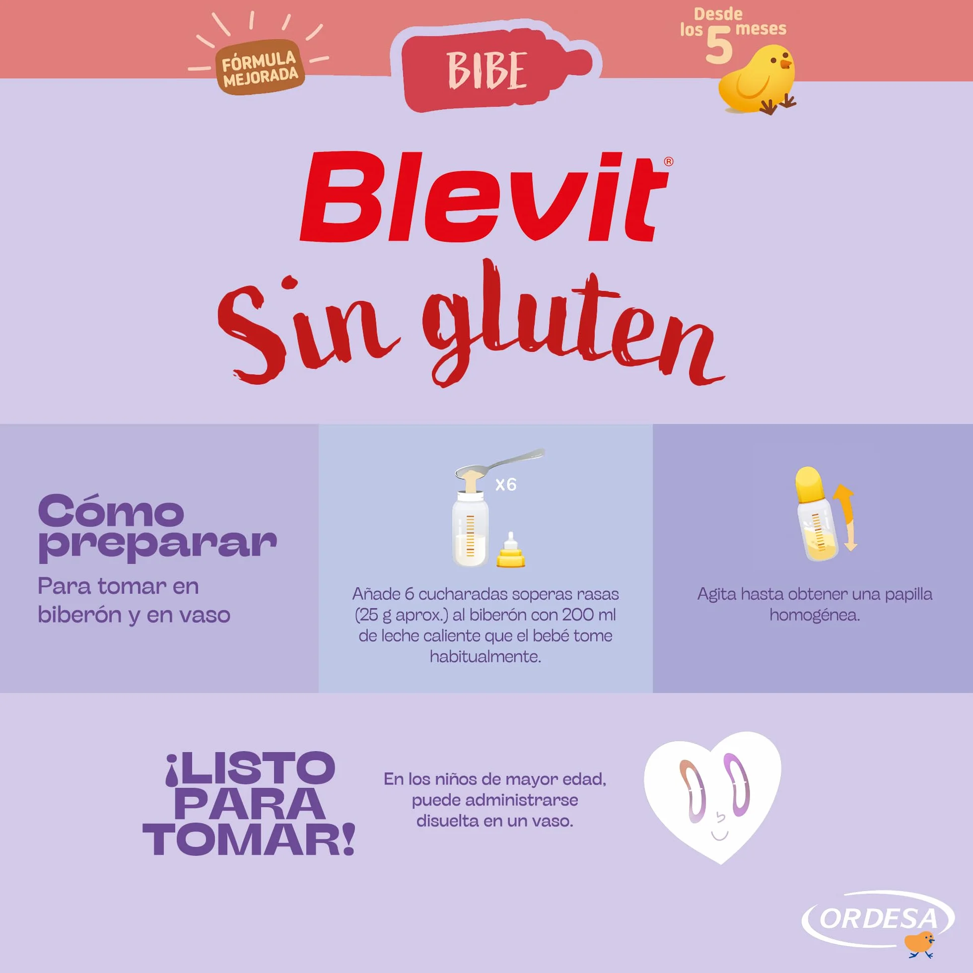 Blevit Bibe Sin gluten | 500g | Papilla para Bebé desde los 4 Meses con 95% de Cereales - 14 Vitaminas y Minerales