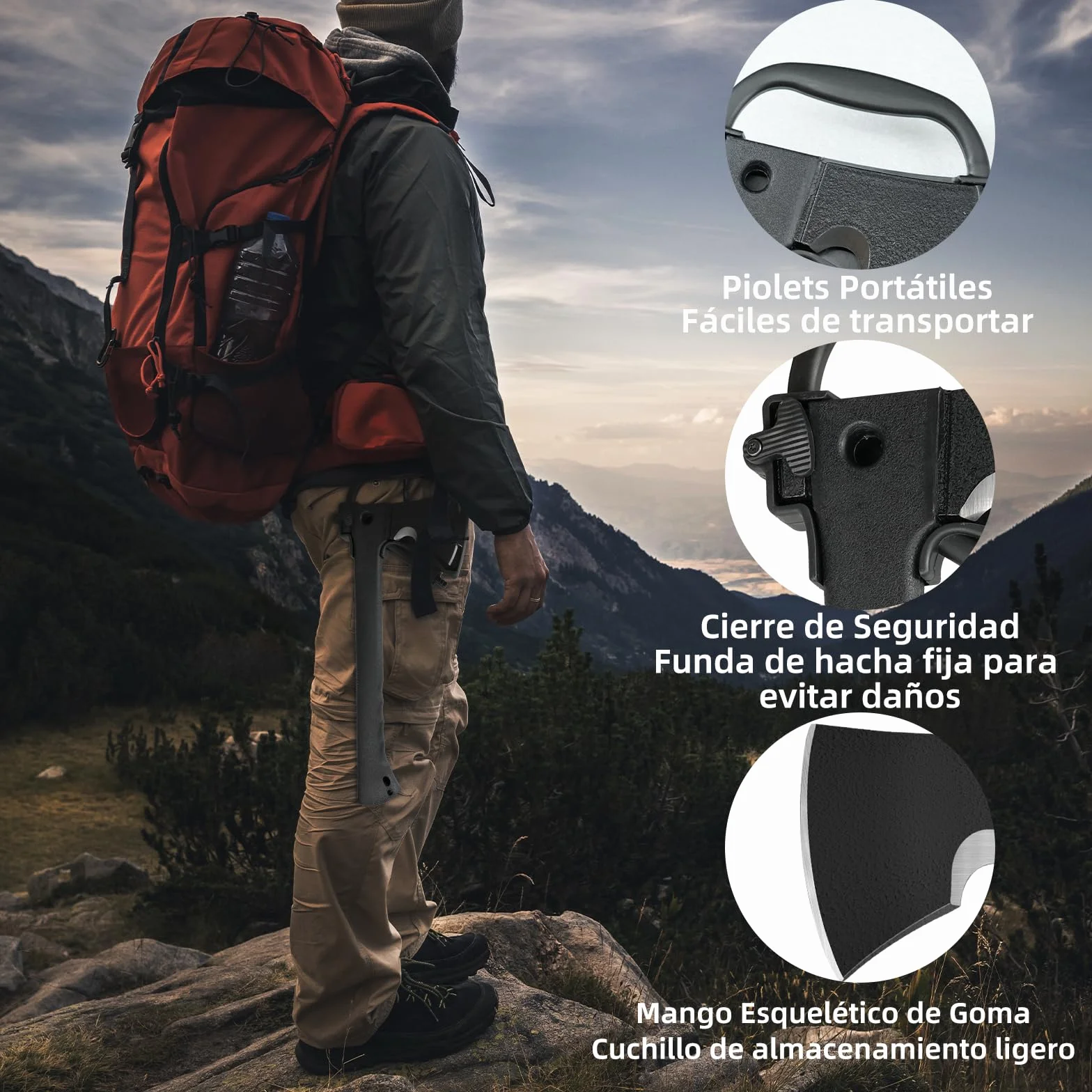 ZKH Hacha Camping 6 en 1 Herramienta Multifunción Supervivencia Ligera