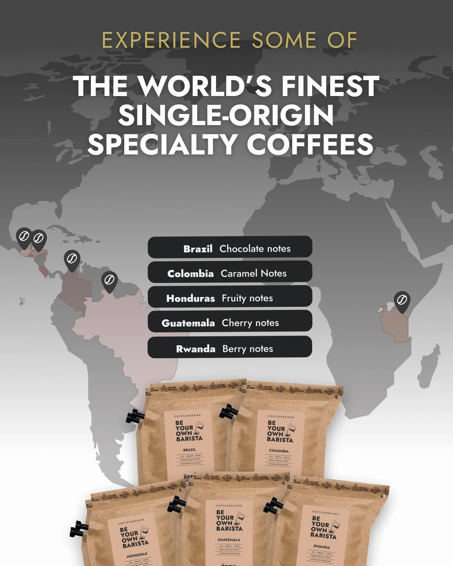Set de regalo de café para exteriores, 10 mejores especialidades de una sola propiedad y cafés orgánicos de todo el mundo | Brew & Genießen Sie Jederzeit & überall | Kaffeelliebhaber Geschenkidee für