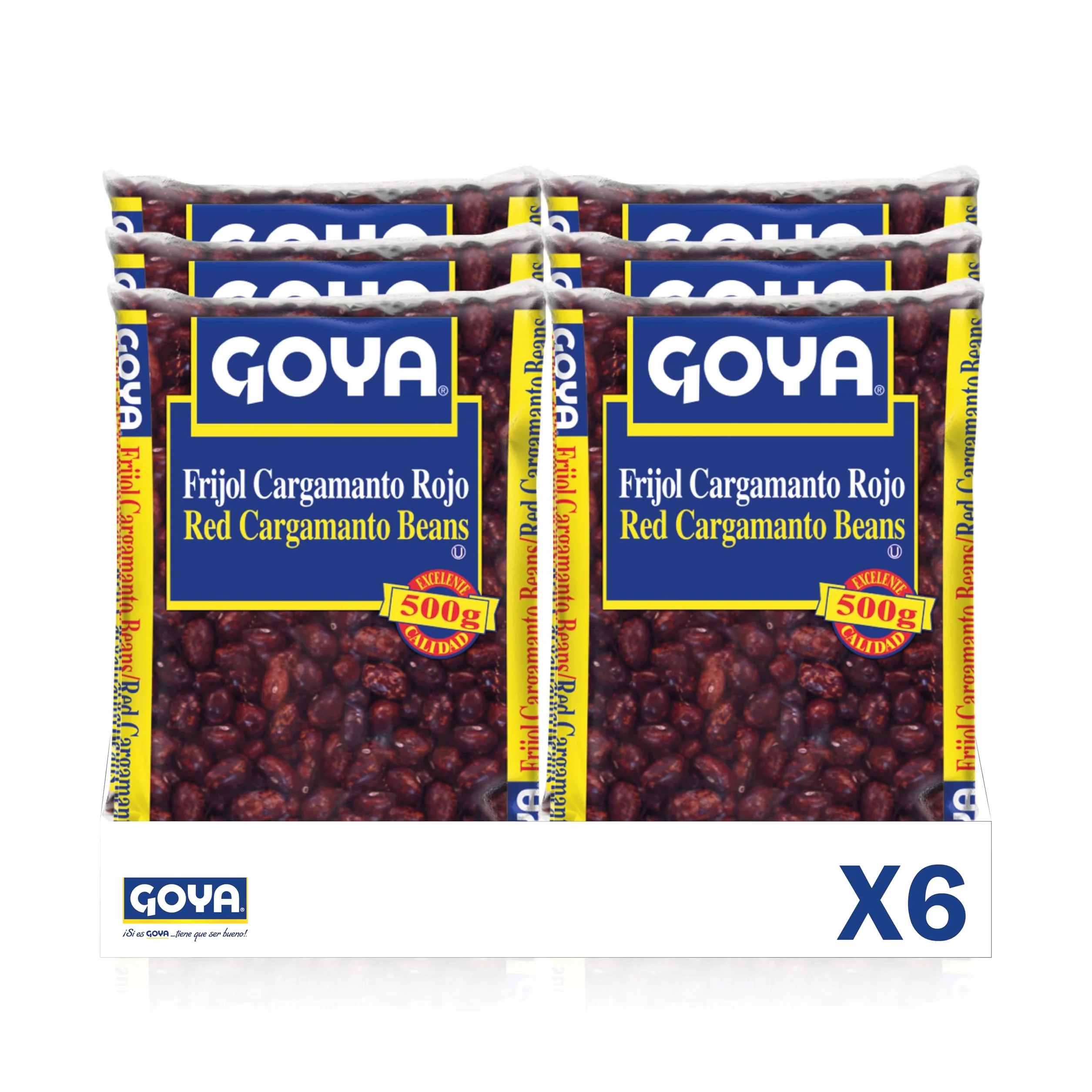 Goya Frijol Cargamanto Rojo 6x500 gr, Listos para Cocinar, Alto en Proteína Vegetal, Ideal para Bandeja Paisa, Frijoladas, Cazuelas y Refritos