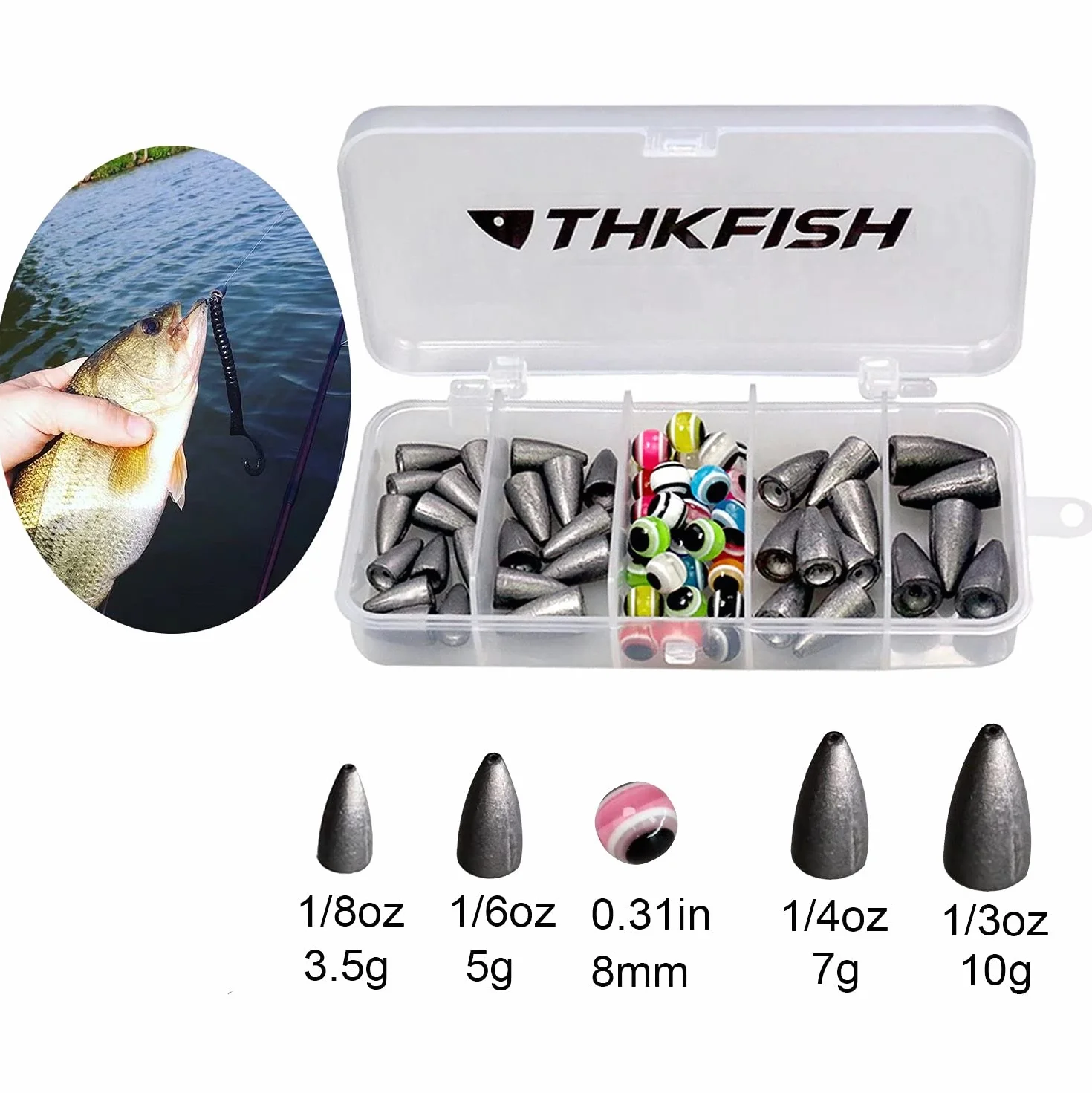 THKFISH Carolina Rig Texas Platform Fishing Accessories Kit 64 piezas