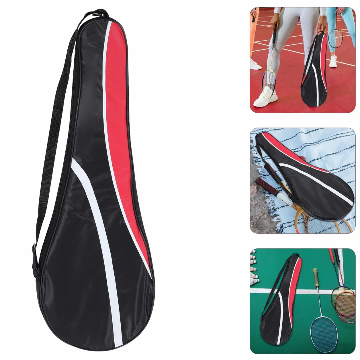 SUPVOX Bolsa de Raqueta de Bádminton 70 cm, Funda de Tela Oxford, Negra y Roja