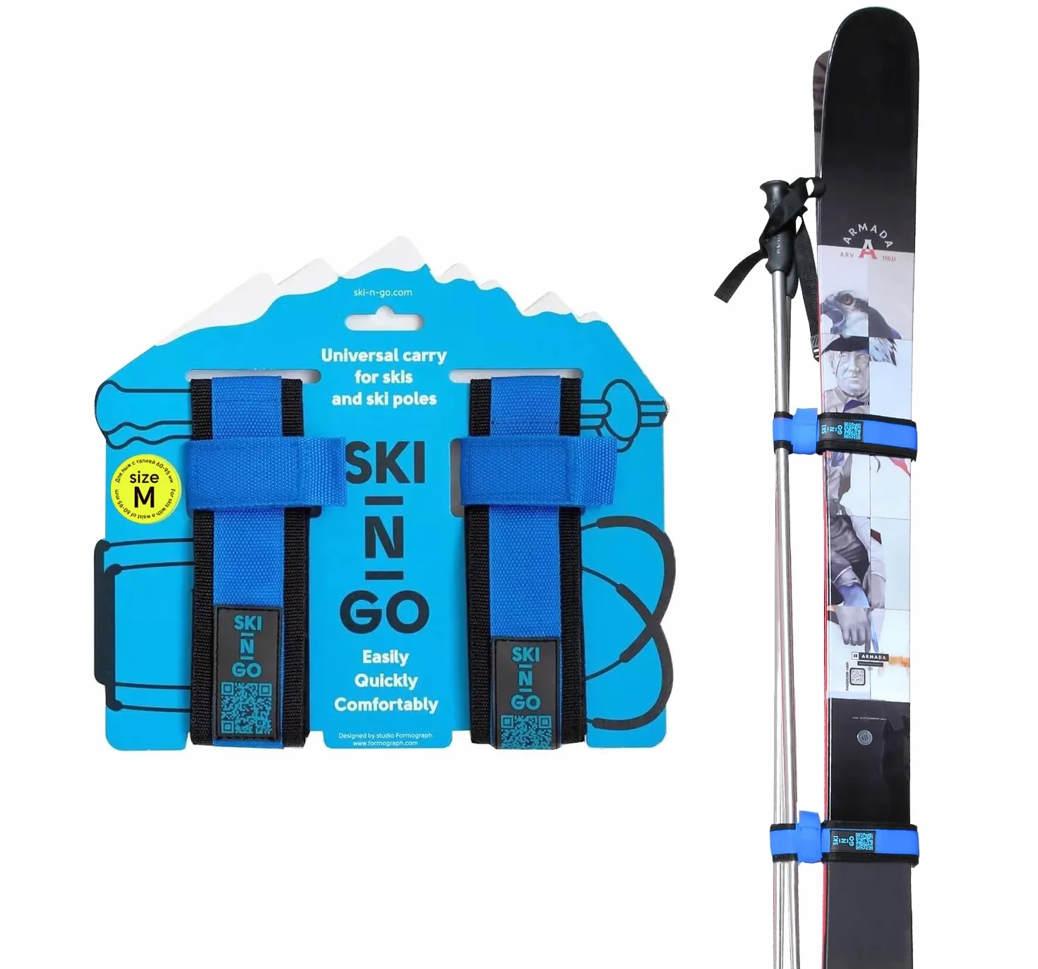 SKI-N-GO Portaesquís y bastones de esquí Azul M