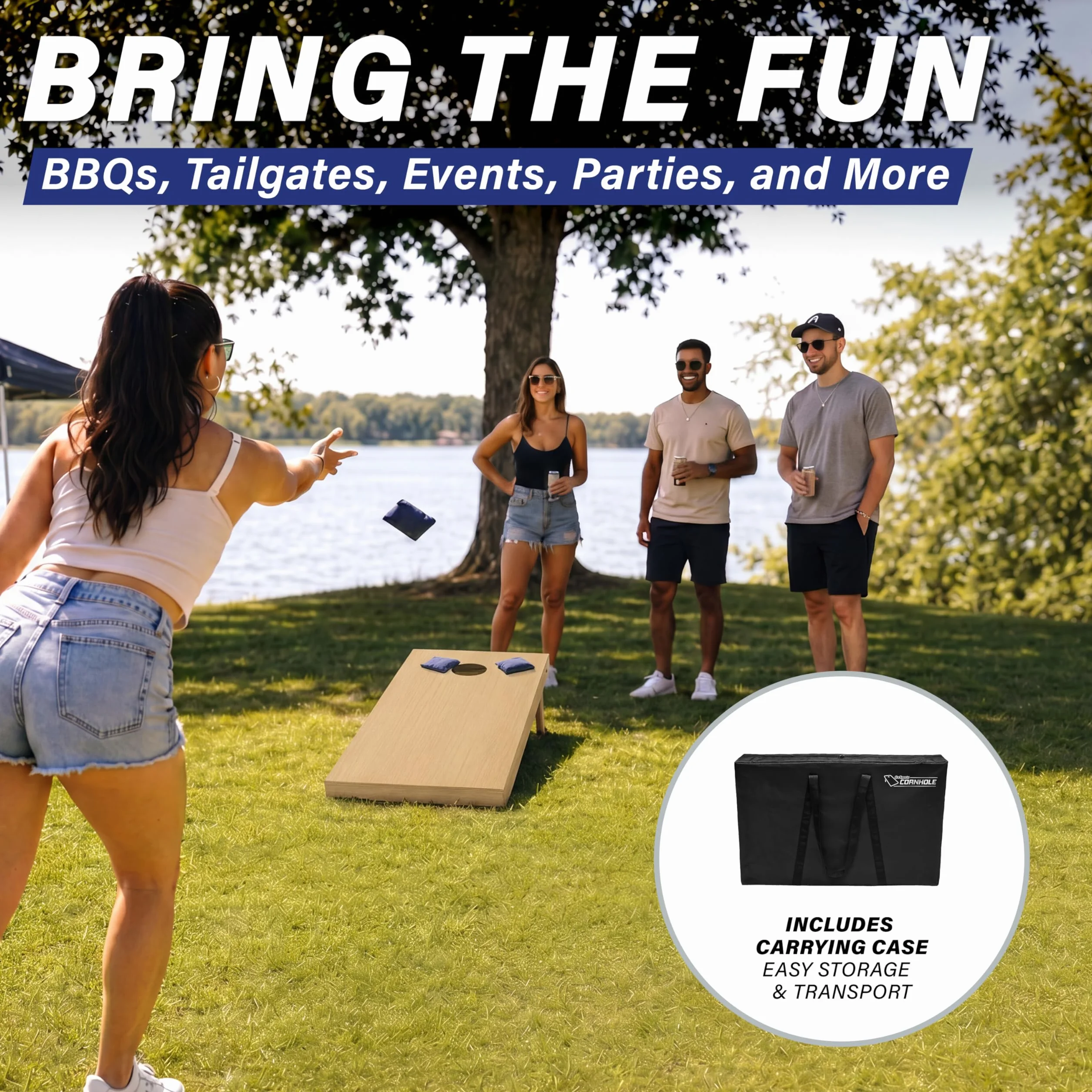 GoSports Juego de Cornhole de Madera Maciza 4x2 pies 3x2 pies 8 Bolsas