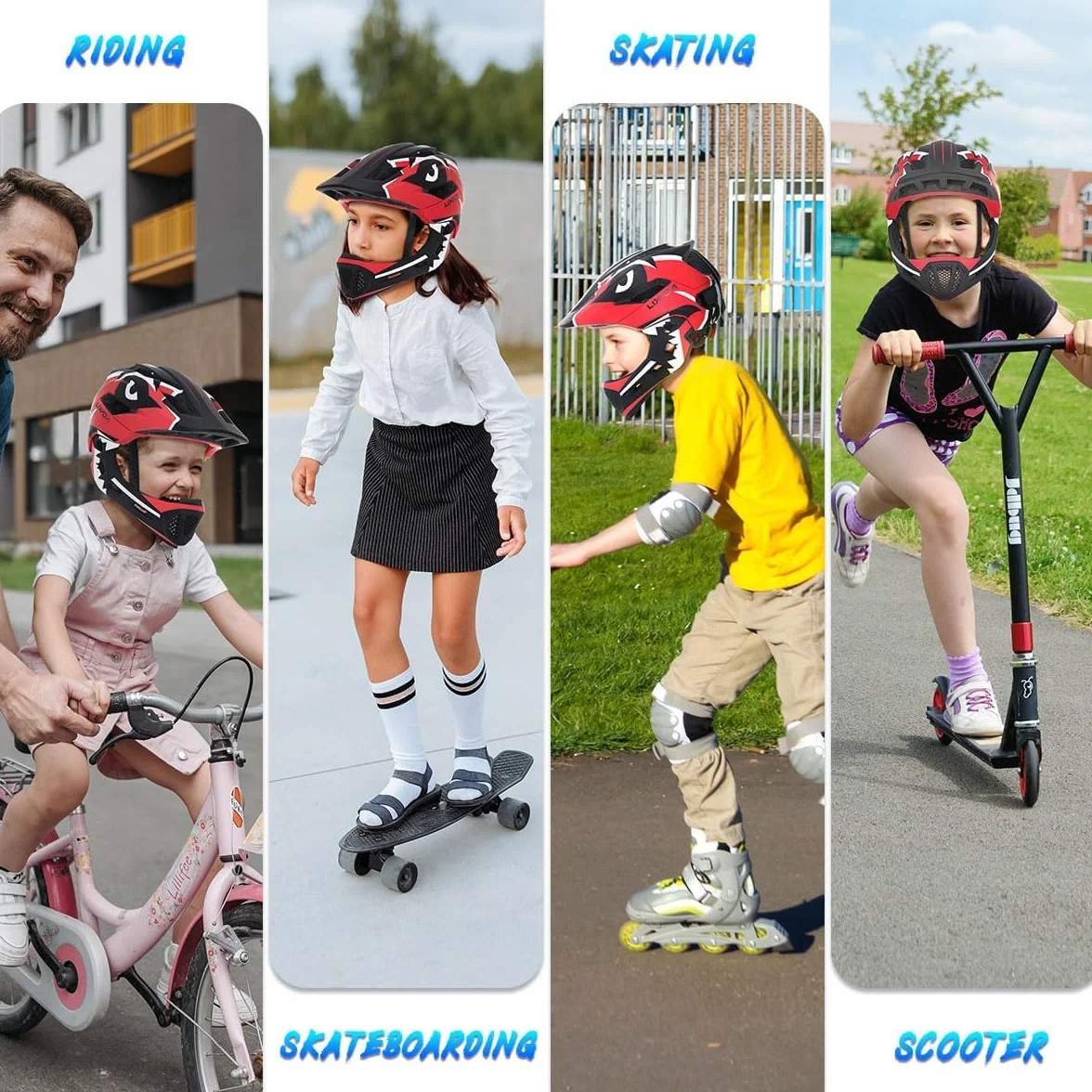 Lixada Casco Integral Niños Desmontable Casco de Seguridad Deportivo Bicicleta Ciclismo Patinaje
