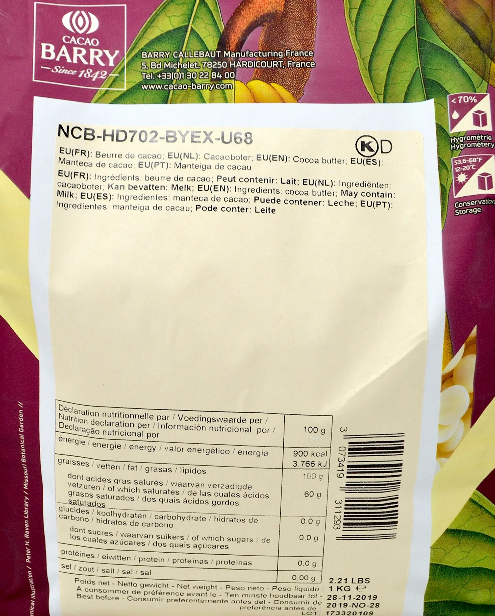 Cacao Barry - Manteca de Cacao 1kg