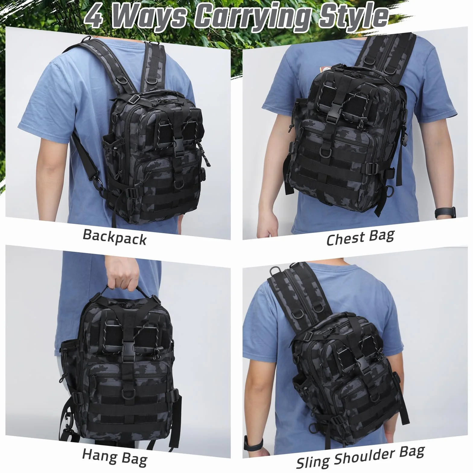 Mochila de Pesca Impermeable Táctica Molle Senderismo Caza