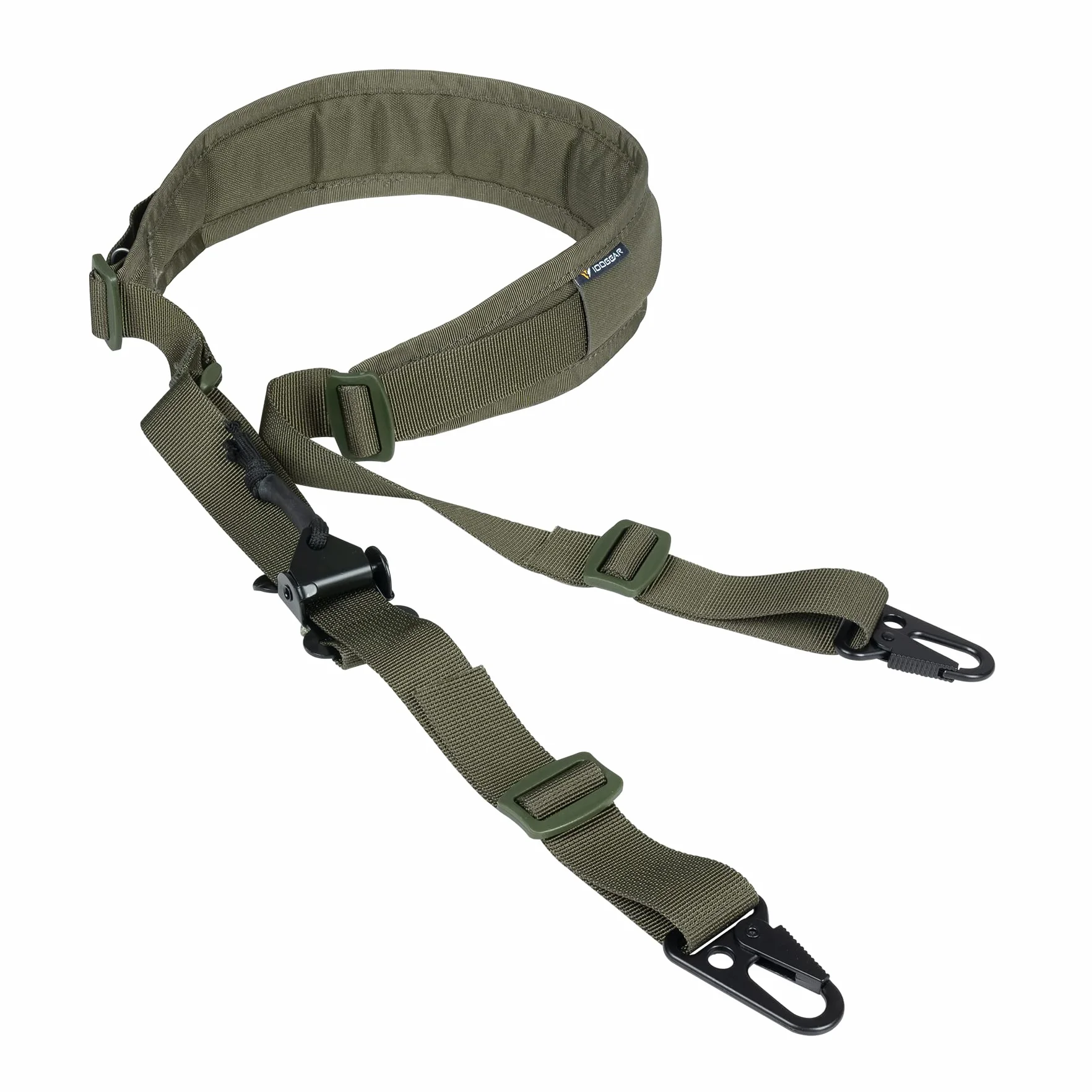 IDOGEAR Correa para Rifle Bandolera Bipunta Eslinga de 2 Puntos con Ajustador de Longitud, Hombreras Engrosadas Ganchos de Metal