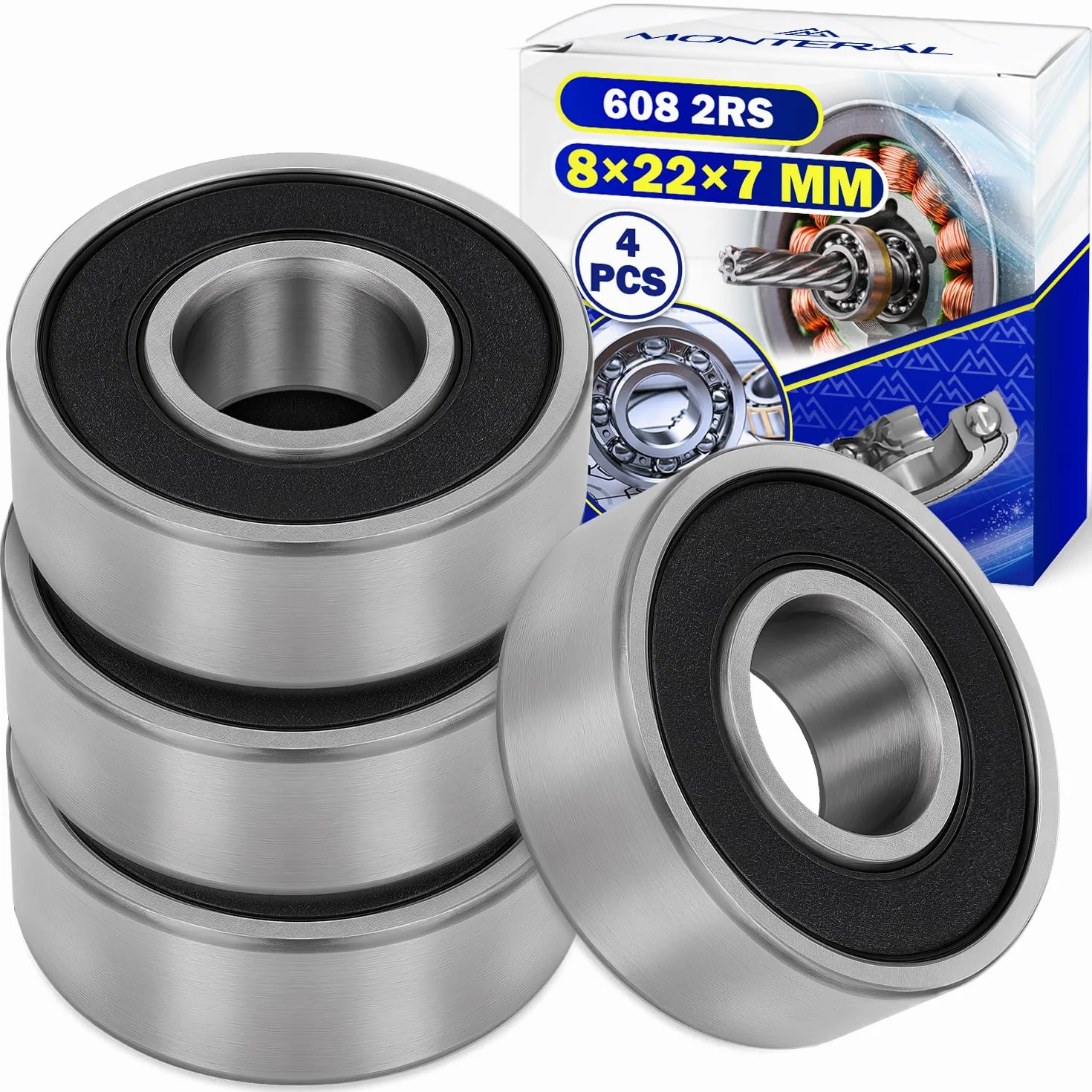 Rodamientos de Bolas 608 2RS 8x22x7 mm MONTERAL