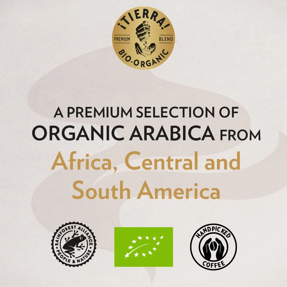 Lavazza, ¡Tierra! for Planet, Café en Grano Natural para Máquina de Café Espresso-Superautomática, Notas de Frutos Tropicales y Flores, 100% Arábica, Intensidad 6, Tueste Ligero, 1Kg, Amazon Exclusive