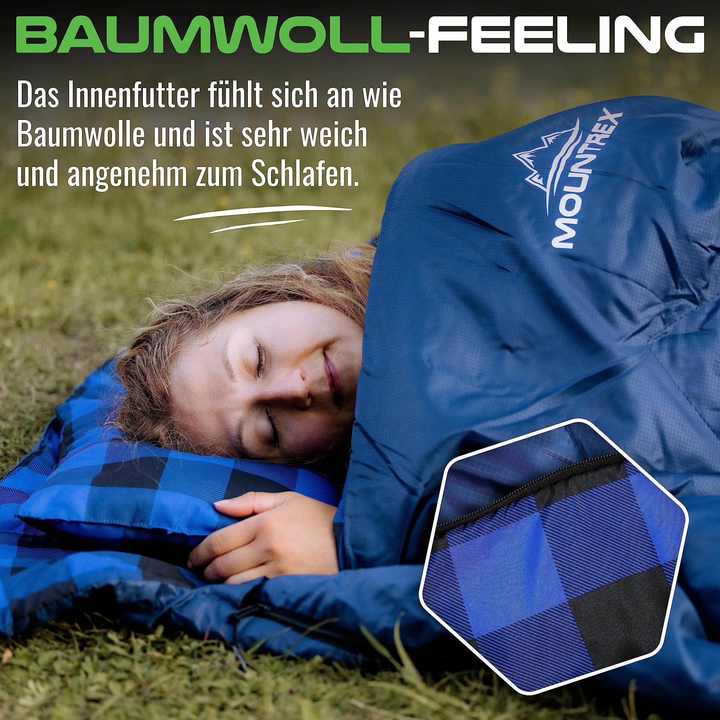 MOUNTREX Saco de dormir doble de verano para 2 personas (210 x 150 cm), saco de dormir XXL de verano con 2 almohadas para adultos, camping, exterior e interior