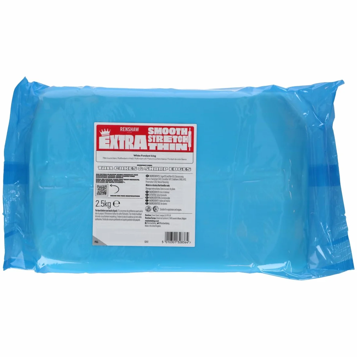 Renshaw Extra Fondant White 5kg - Pasta de Azúcar Extra Elástica con Sabor a Vainilla, Óptima para Cubrir Tartas y Postres - Blanco - 5 kg