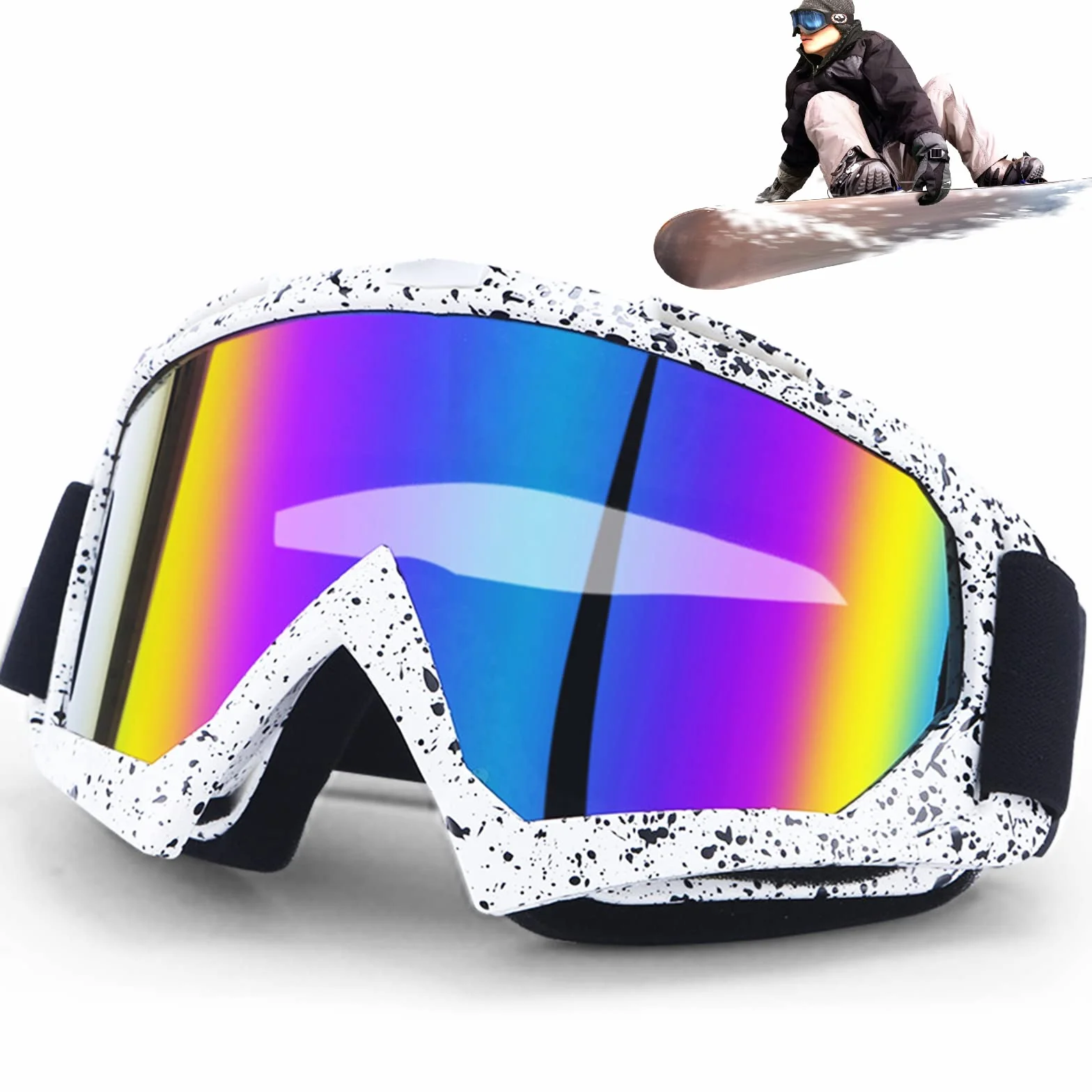Gafas Snowboard Espejo, Gafas Esqui Mujer Hombre, Protección UV Antivaho Rellenas Espuma Deportes Aire Libre
