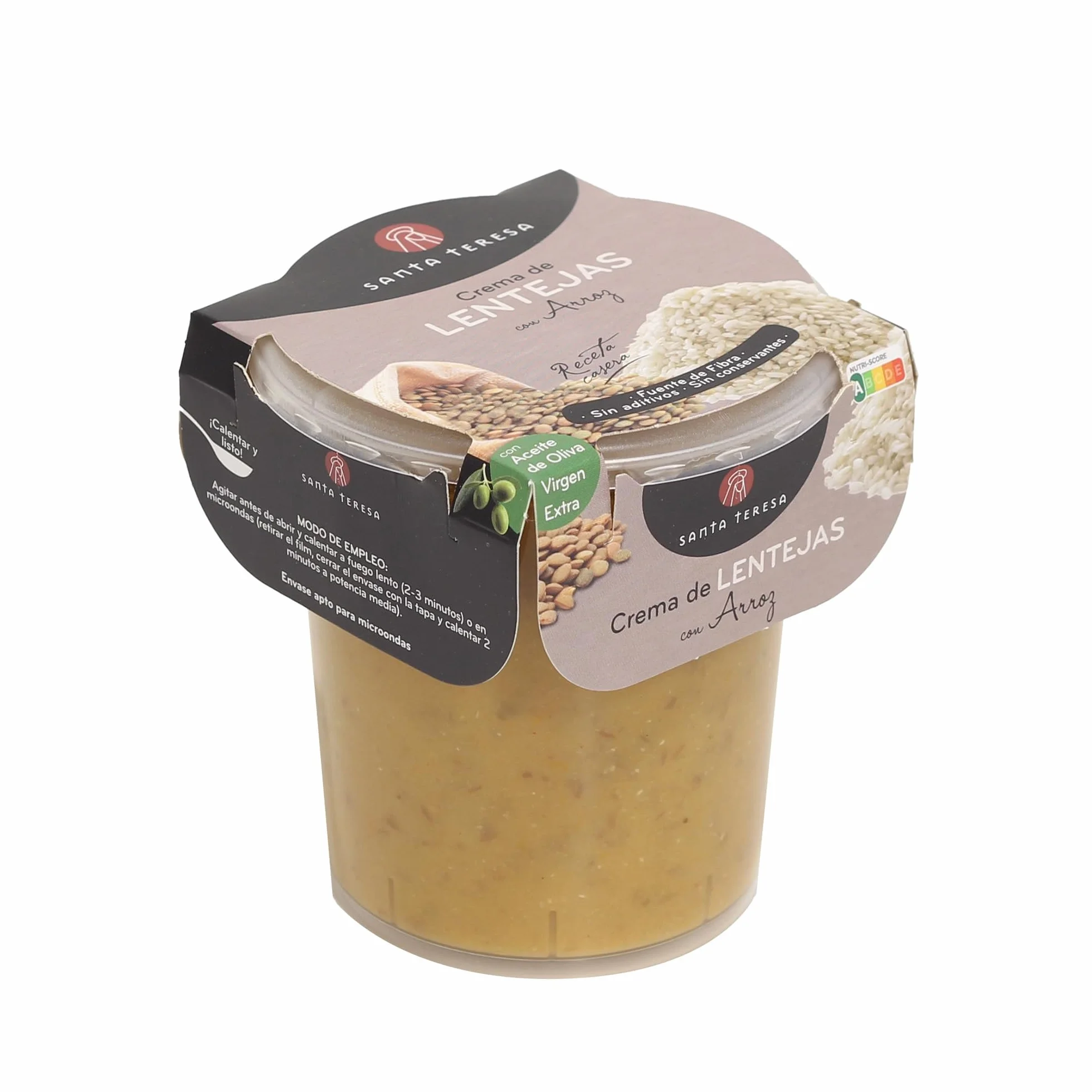 Santa Teresa - Pack de 9 Cremas de Lentejas con Arroz - Elaborada Con Ingredientes Naturales, Sin Conservantes Ni Aditivos - Envase Apto Para Microondas, Calentar Y Listo. 3.600ml