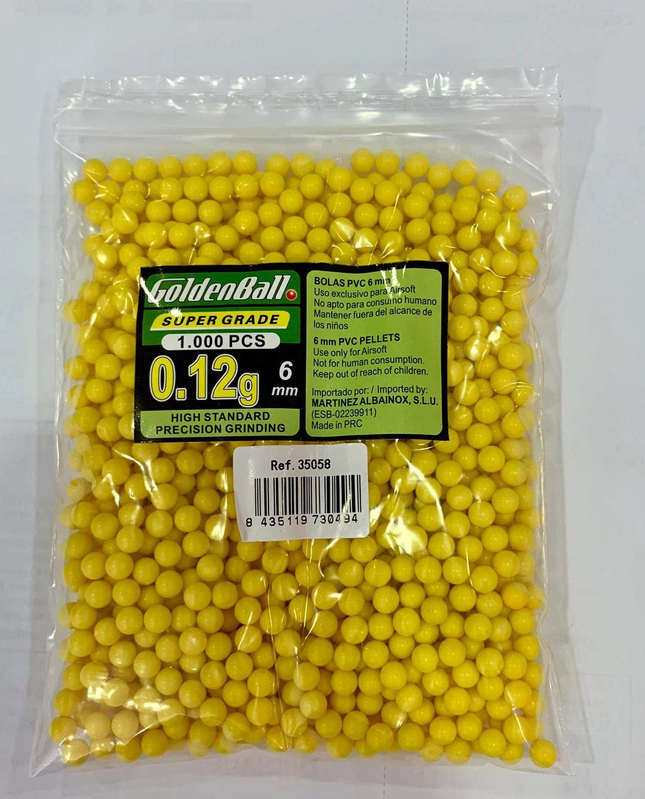 Golden Ball 35099 Bolsa con Bolitas de PVC para Armas, Amarillo, 6 mm