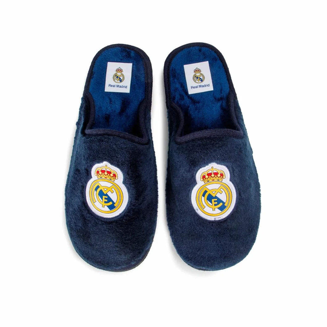 MARPEN Slippers Zapatillas Para Casa Hombre Real Madrid CF Oficiales Pantuflas Antideslizantes Azul marino Talla 46