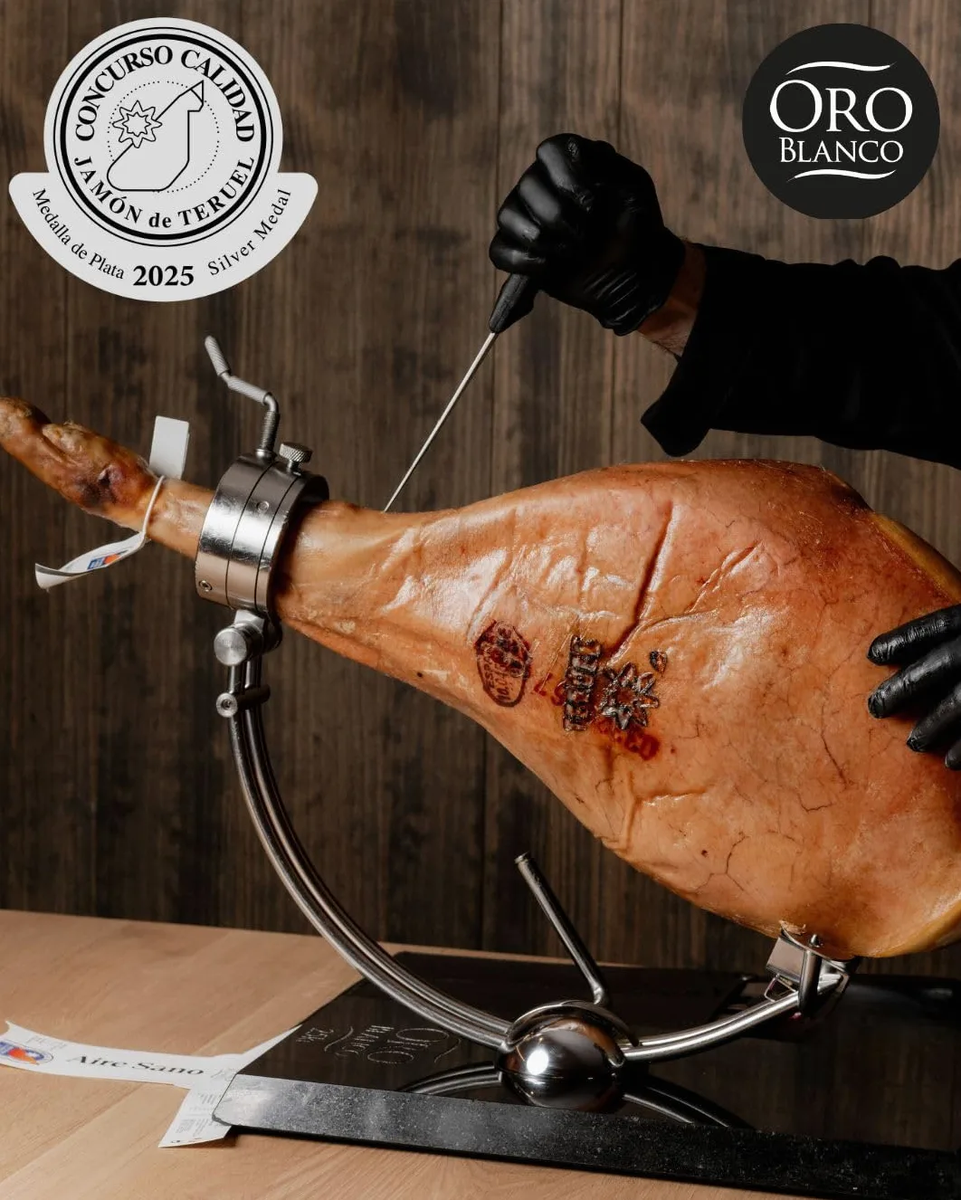 Aire Sano - Jamón Oro Blanco Denominación de Origen Teruel - Curación Minima de 25 Meses - (8,0-8,5 KG).