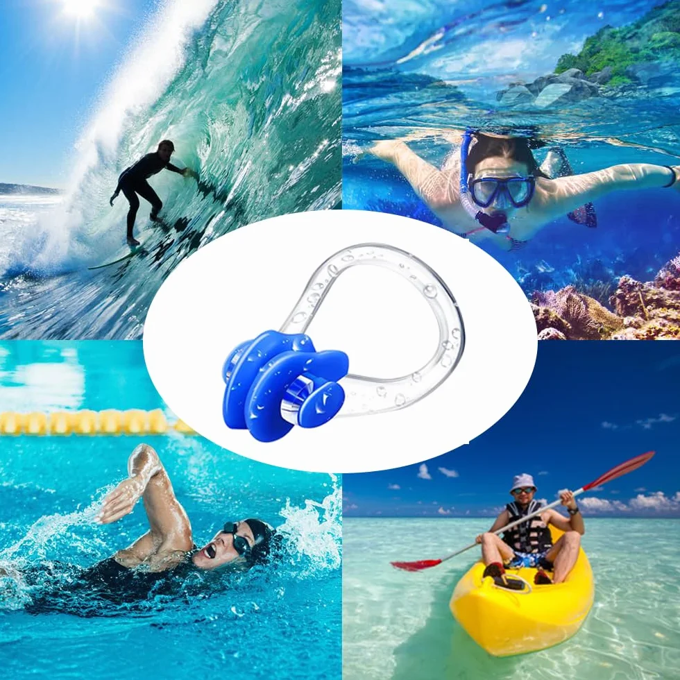 Pinzas de Nariz para Natación de Silicona Impermeables 8 Piezas para Adultos Principiantes