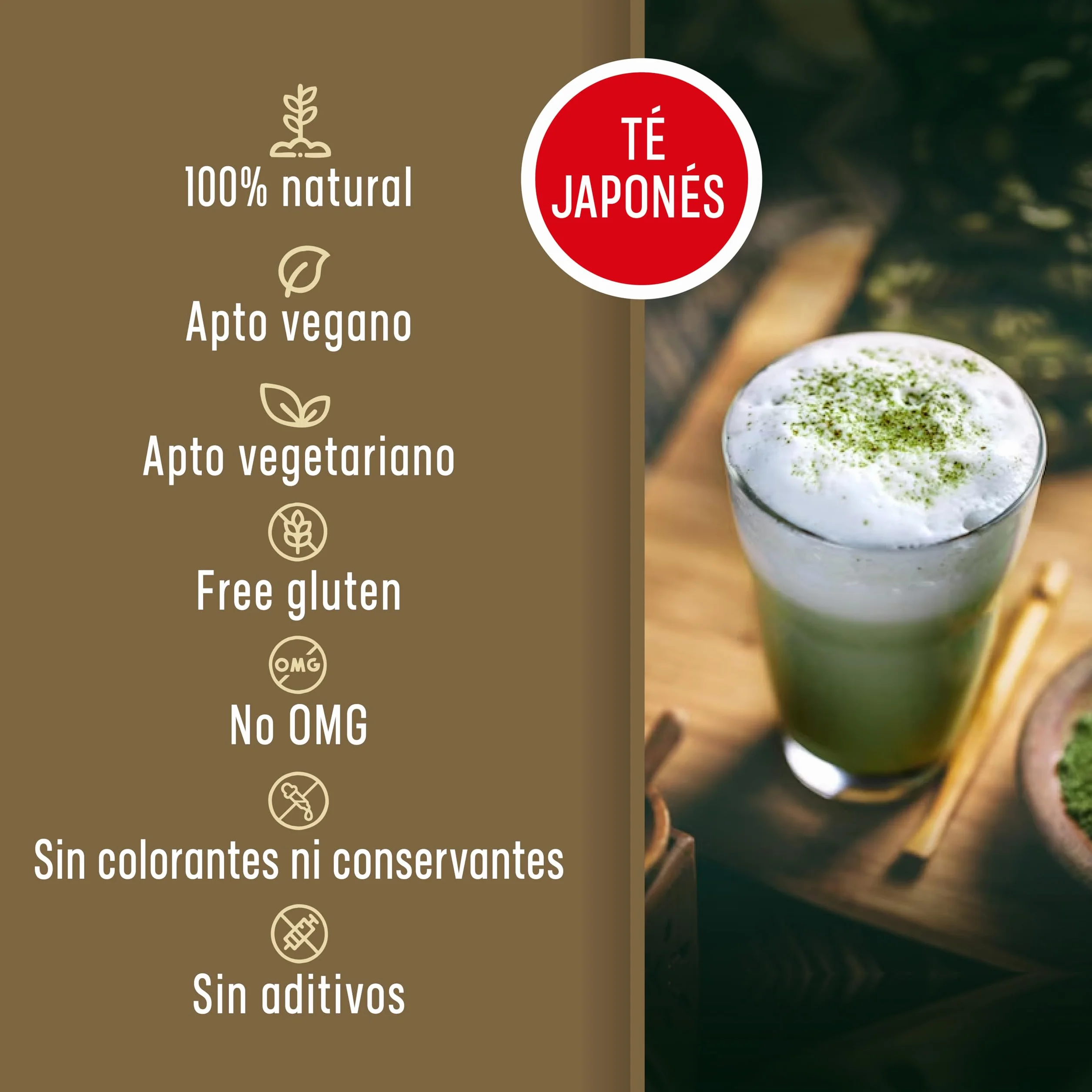 NATUR WASSY Te Matcha VAINILLA, Grado PREMIUM, En Polvo. 100% Natural. 100Gr De Te Verde Matcha Sabor a Vainilla, Potente Detox Y Antioxidante. 100 Dosis