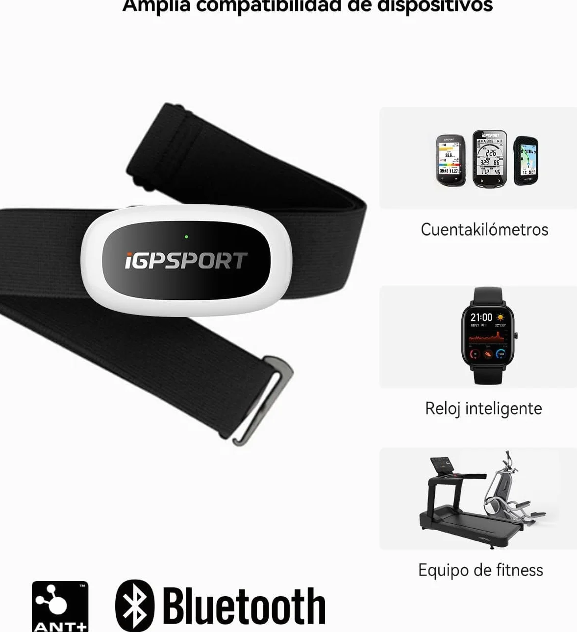 iGPSPORT HR40 Monitor de Ritmo Cardíaco Bluetooth Ant+ Correa de Pecho para Correr Ciclismo Gimnasio
