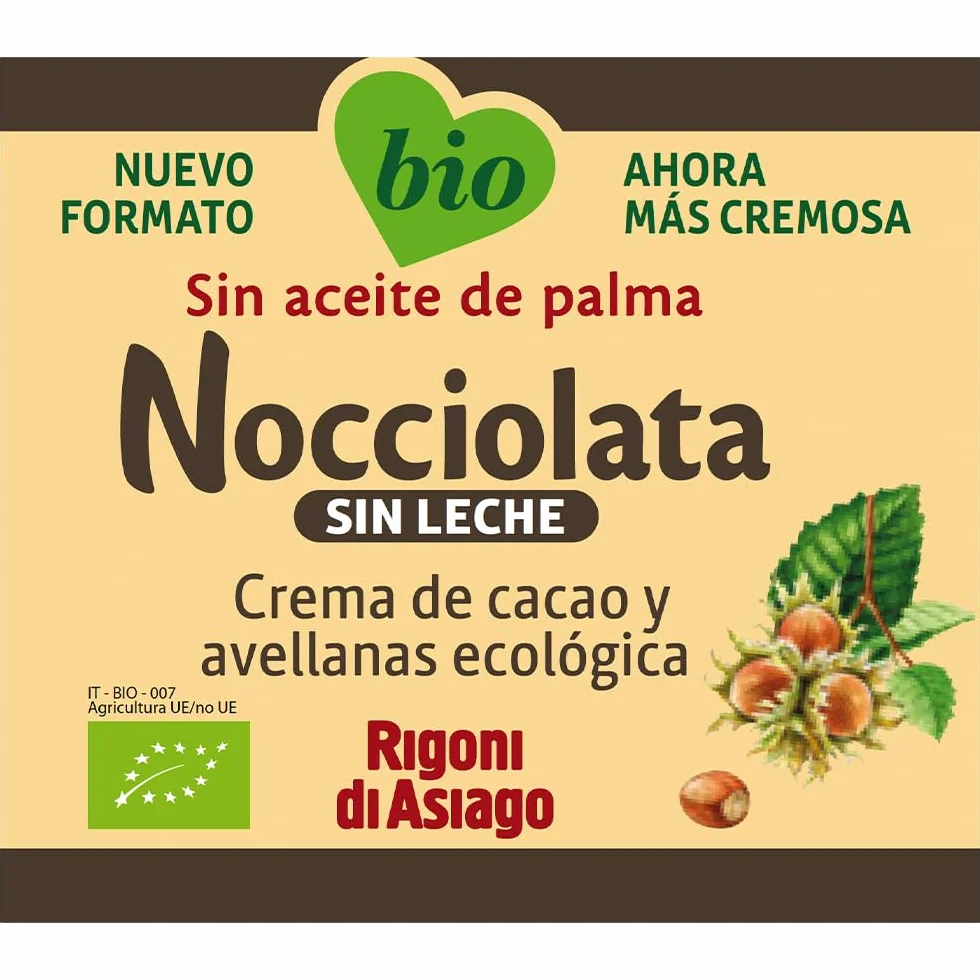 RIGONI DI ASIAGO - Nocciolata Sin Leche, Crema de Cacao y Avellanas Ecológico - 250g