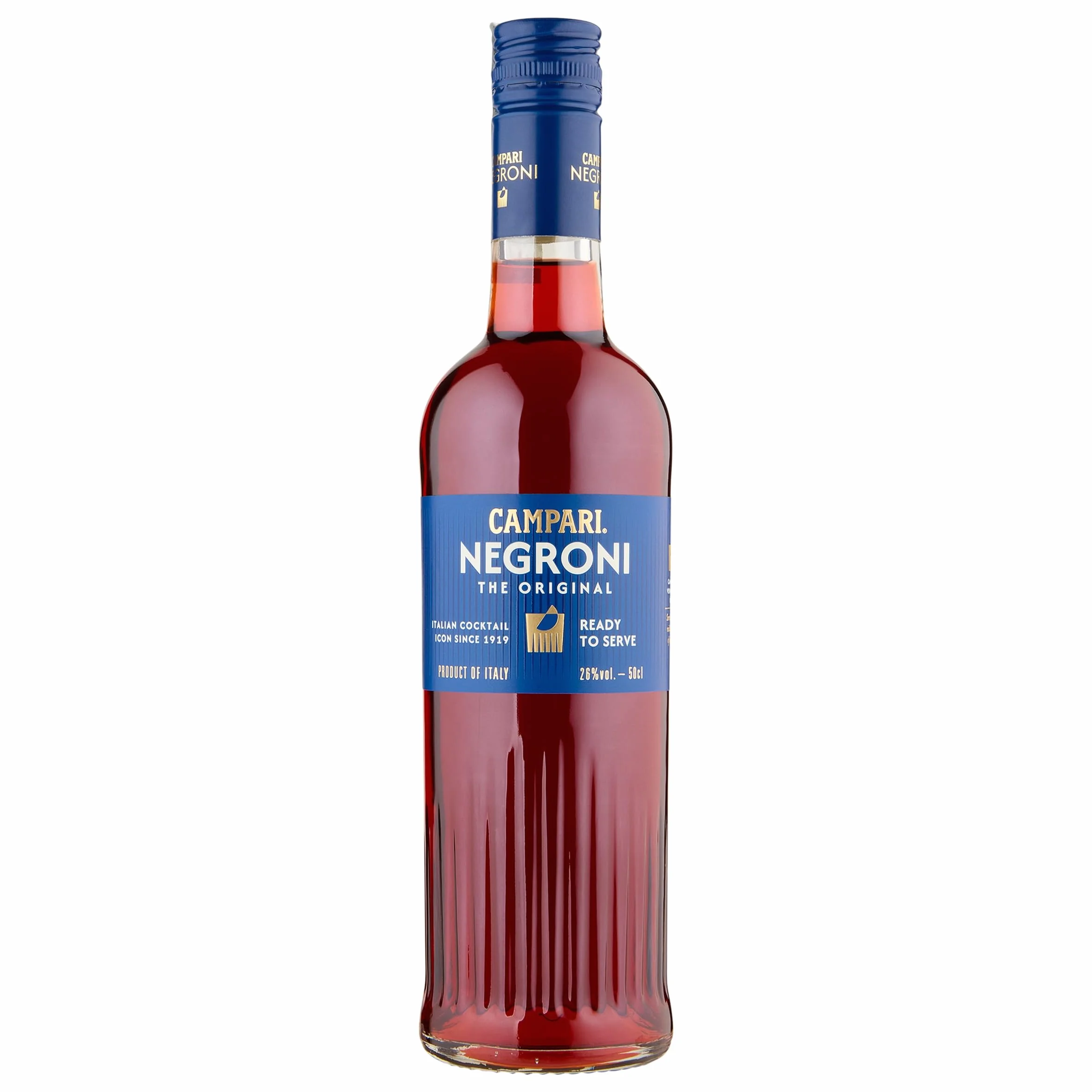 CAMPARI - Negroni 0,5 L, Simple y Equilibrado, Cocktail Preparado, Combina Campari Bitter, Vermouth Rosso y London Dry Gin, Afrutado y Floral, Amargor Persistente, Color Carmesí, 26% Vol. Alcohol