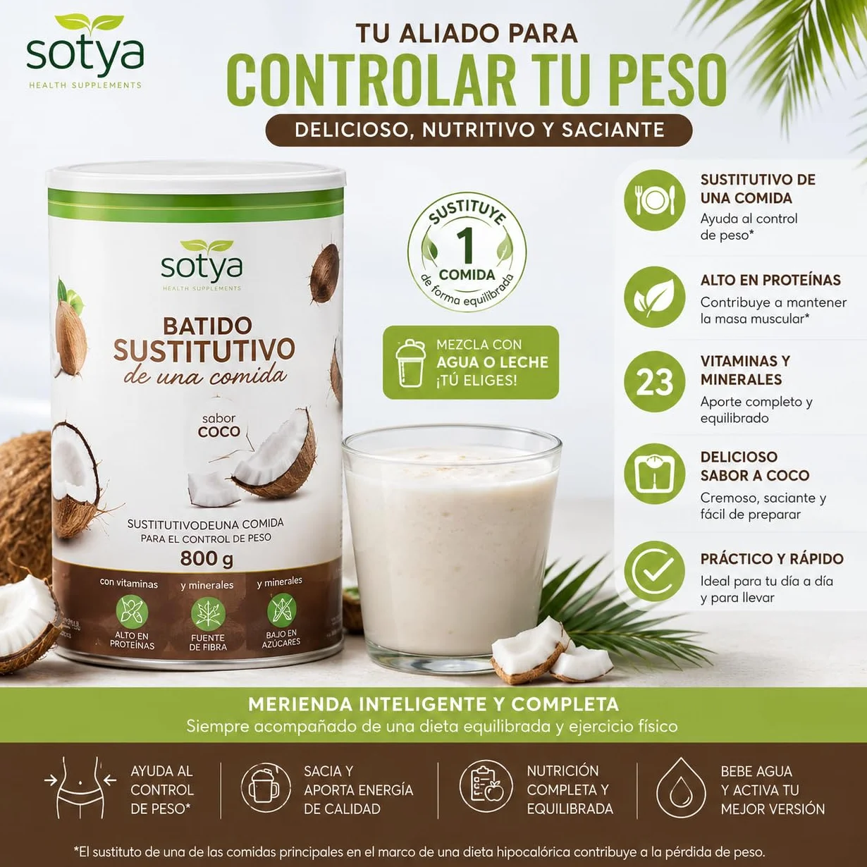 Sotya Batido Sustitutivo de Comida Pack 3 Sabores Fresa Vainilla y Yogur de Piña con Proteínas Vitaminas y Minerales para Control de Peso