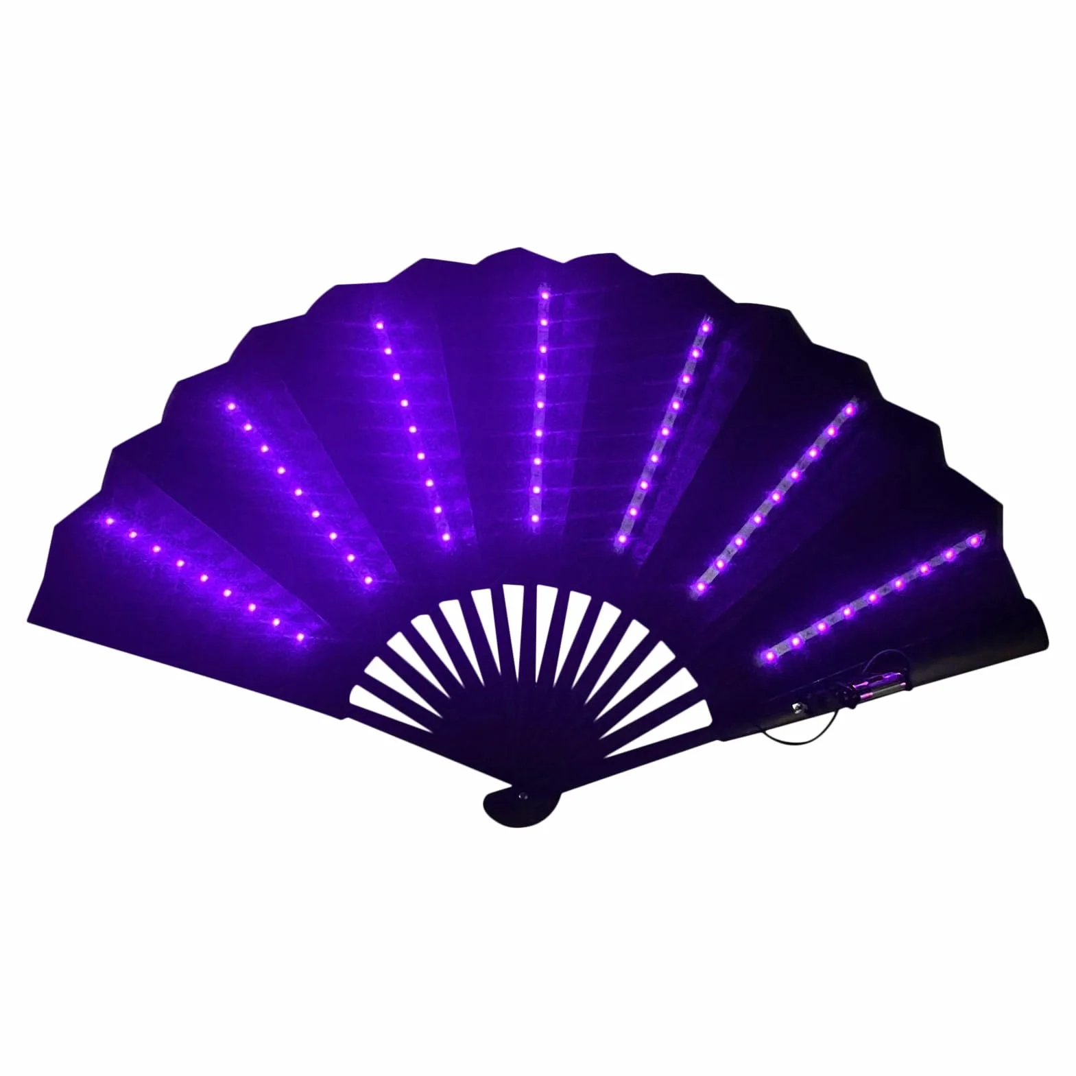 Ventilador de mano plegable LED portátil con luz, ventilador a pilas para festivales (morado)