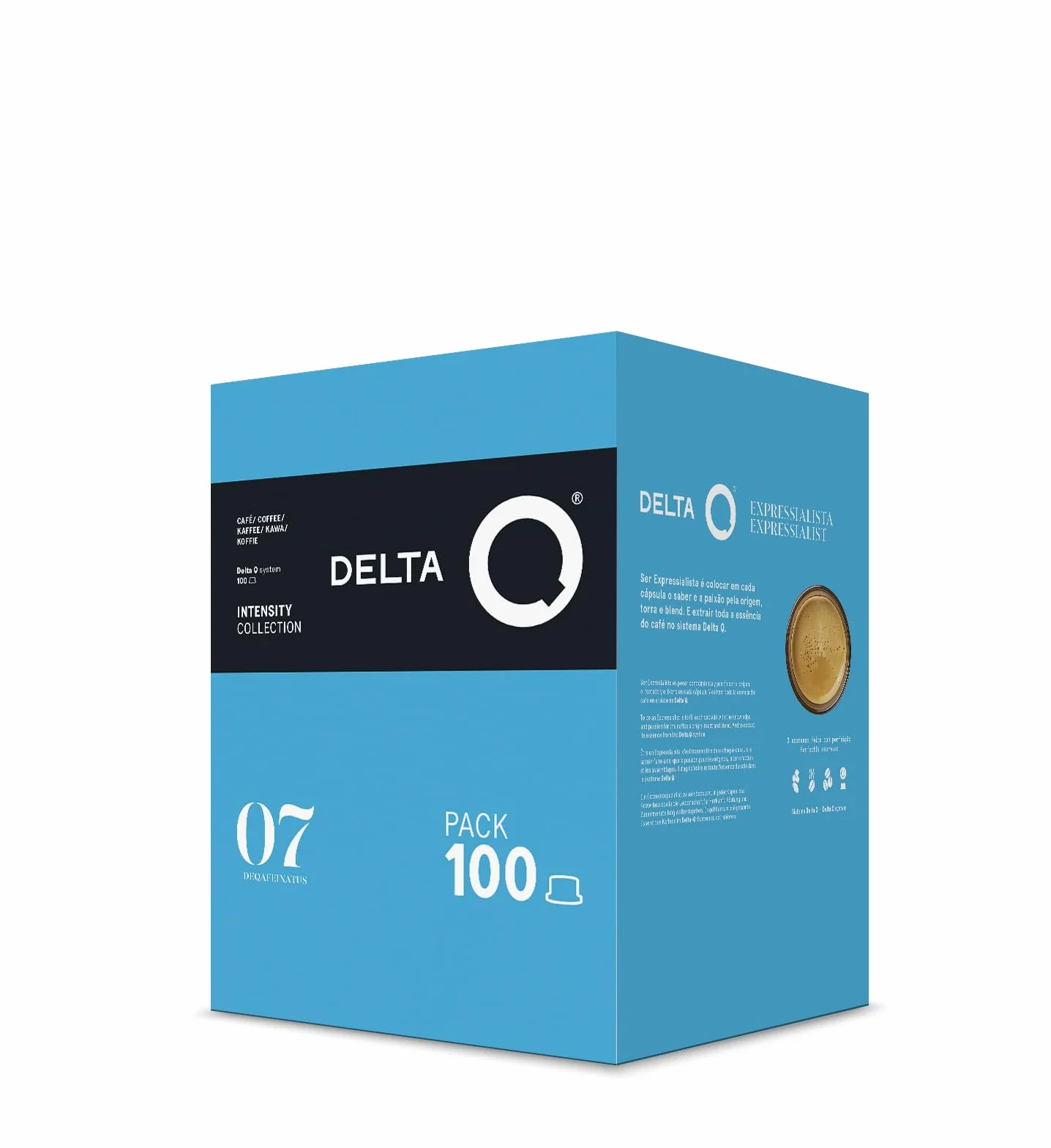 Delta Q Cápsulas de Café Molido DeQafeinatus Intensidad 7 Espresso Descafeinado Sabor Caramelo