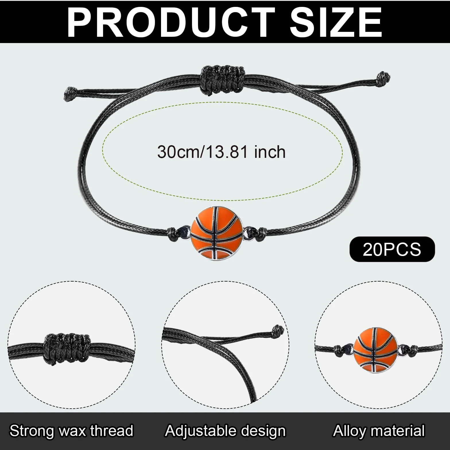 Pulseras Deportivas Ajustables con Dijes Mikovivi 20uds para Regalos Fiesta - Baloncesto