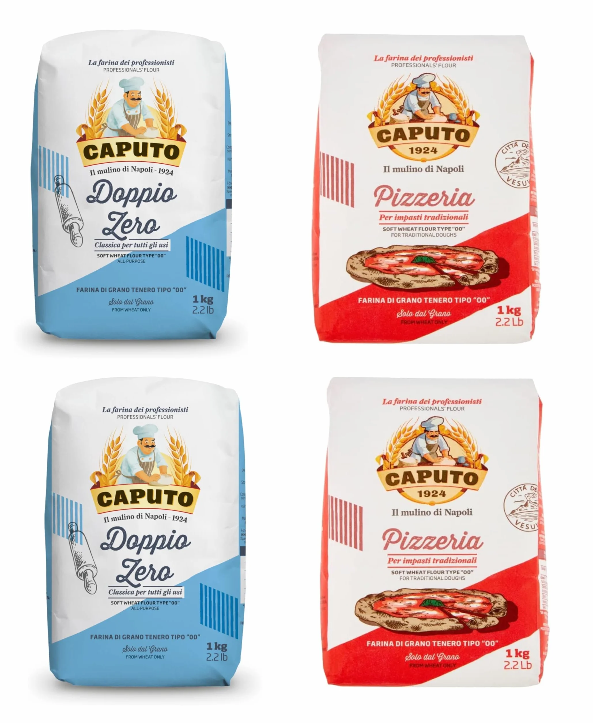 Caputo, paquete de selección - 2 x Classica 1kg / 2 x Pizzeria 1kg - (total 4 bolsas)