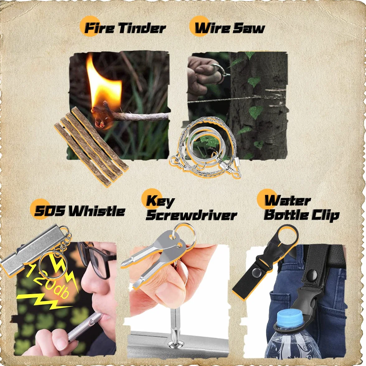 Kit de Supervivencia Multifuncional de Emergencia, Botiquín Profesional de Primeros Auxilios para Viajar